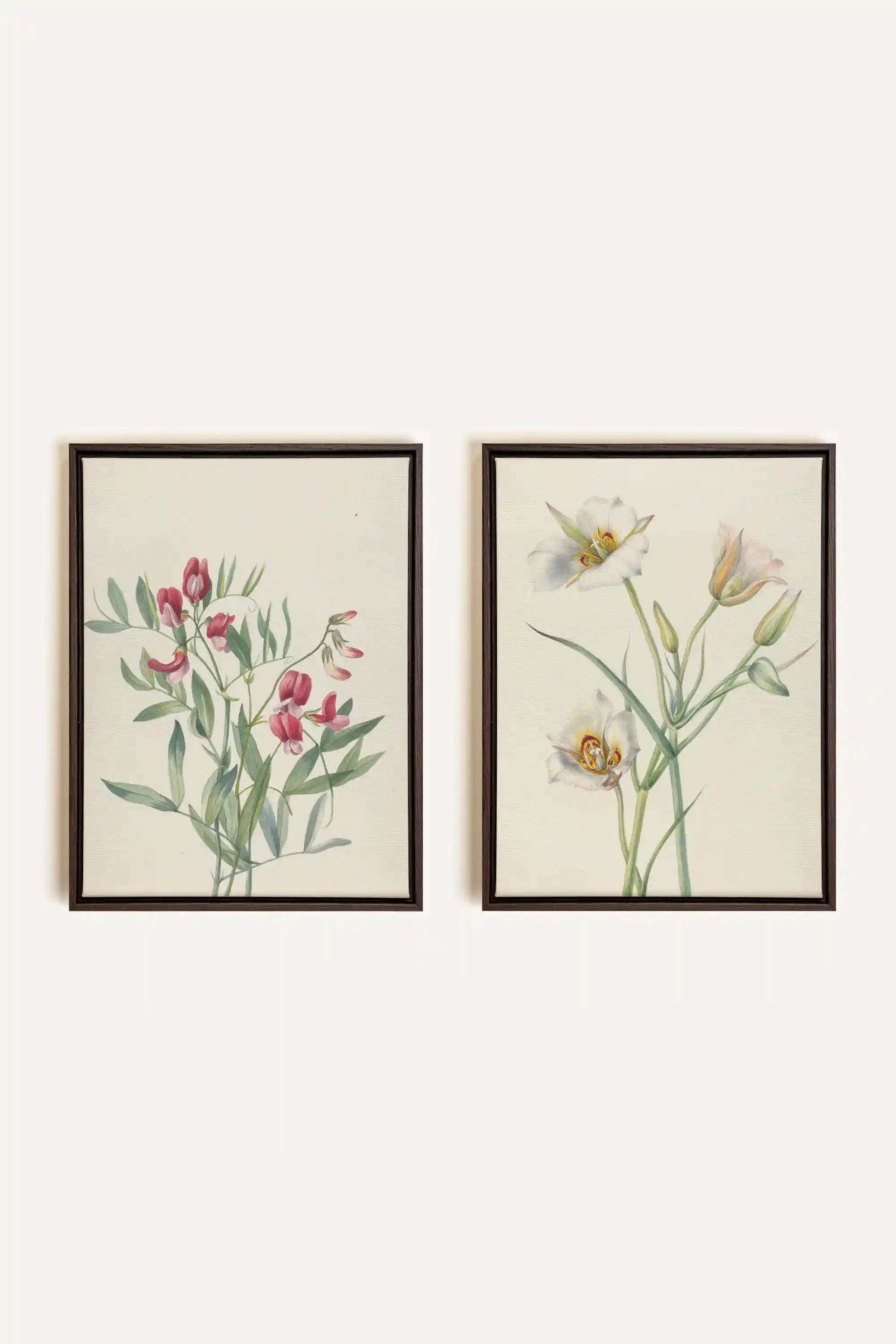 Nature’s Poem Duo, 2 Oeuvres sur toile étirée, encadré Brun Noyer