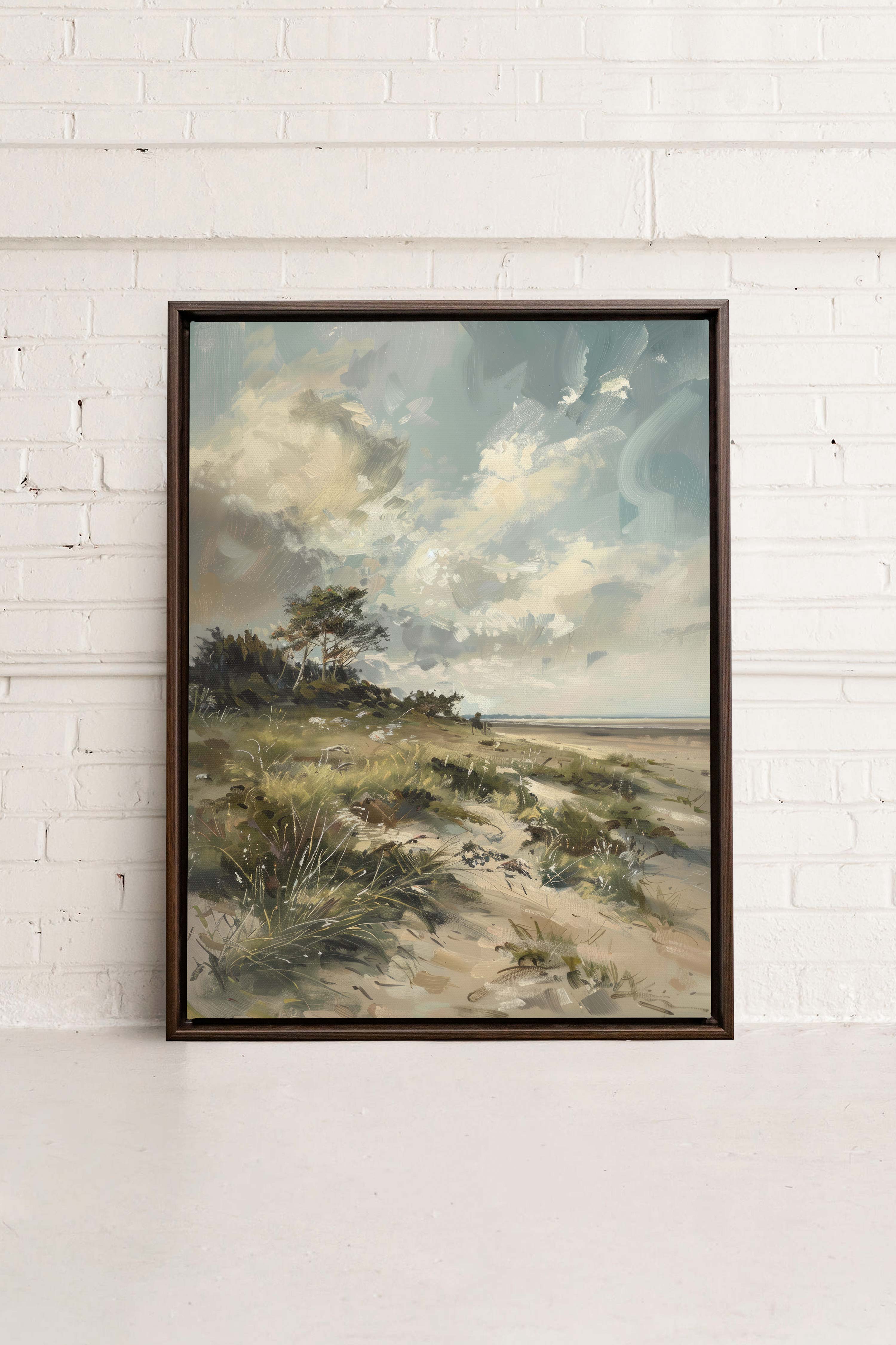 OLEKA CANVAS - LUSH LITTORAL, Oeuvre sur toile étirée, encadré Brun Noyer