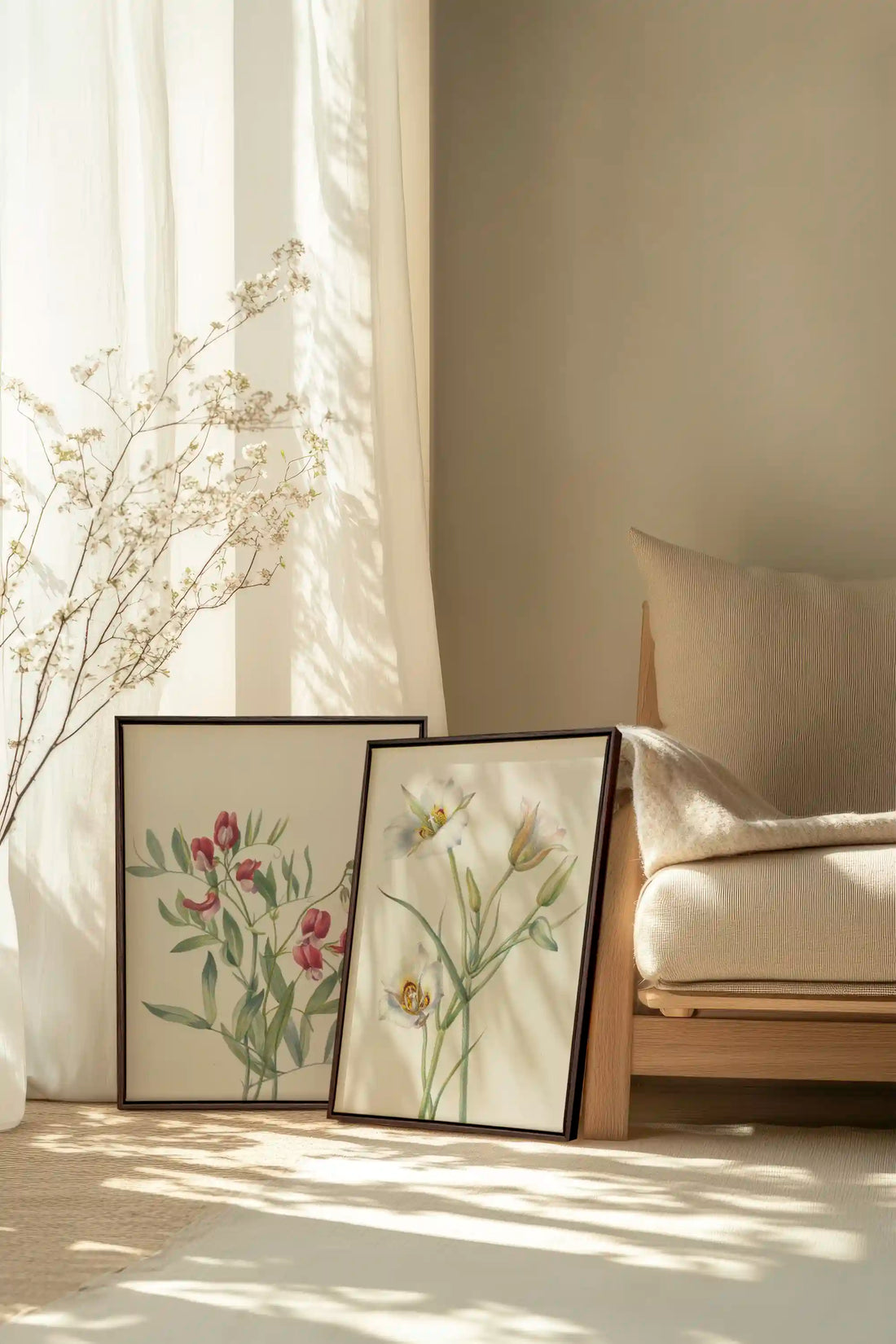 Nature’s Poem Duo, 2 Oeuvres sur toile étirée, encadré Brun Noyer