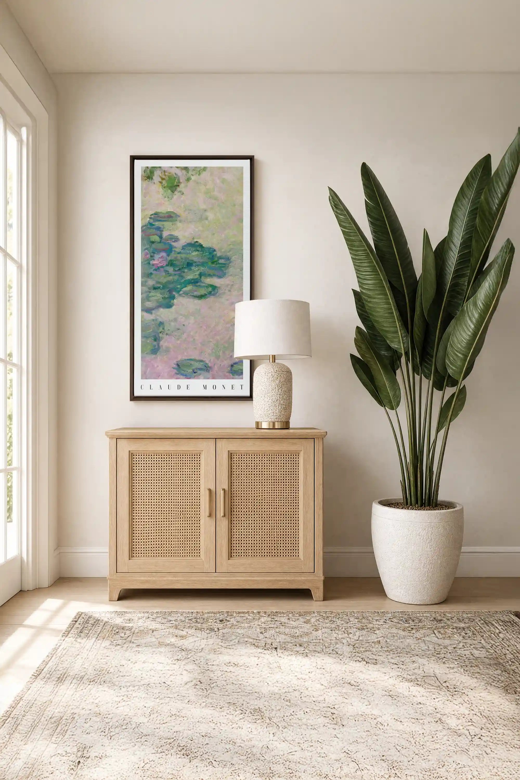 EAU DE FLEURS, Oeuvre sur toile étirée, encadré Brun Noyer