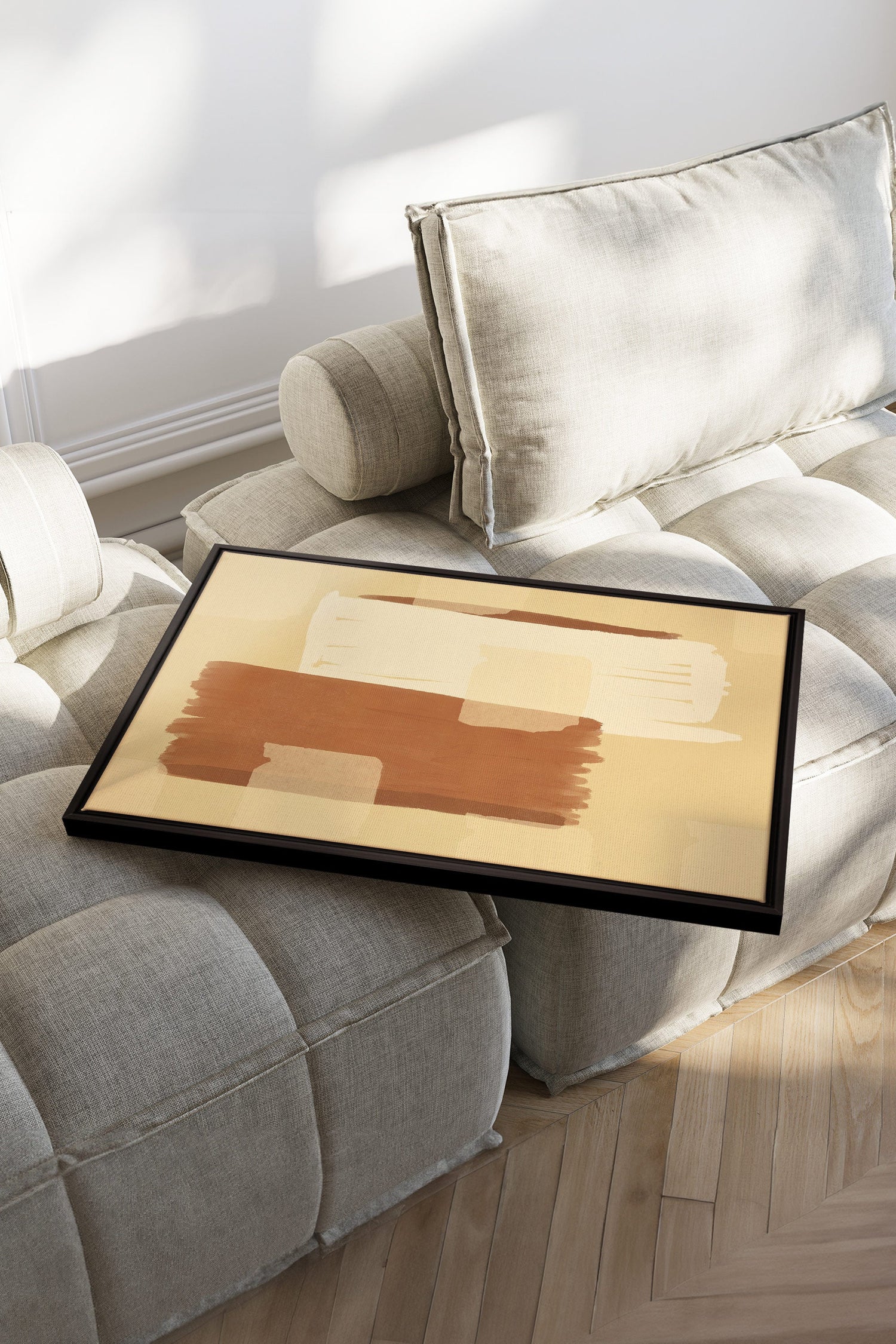 OLEKA CANVAS - TOILE DU DÉSERT, Oeuvre sur toile étirée, encadré Noir