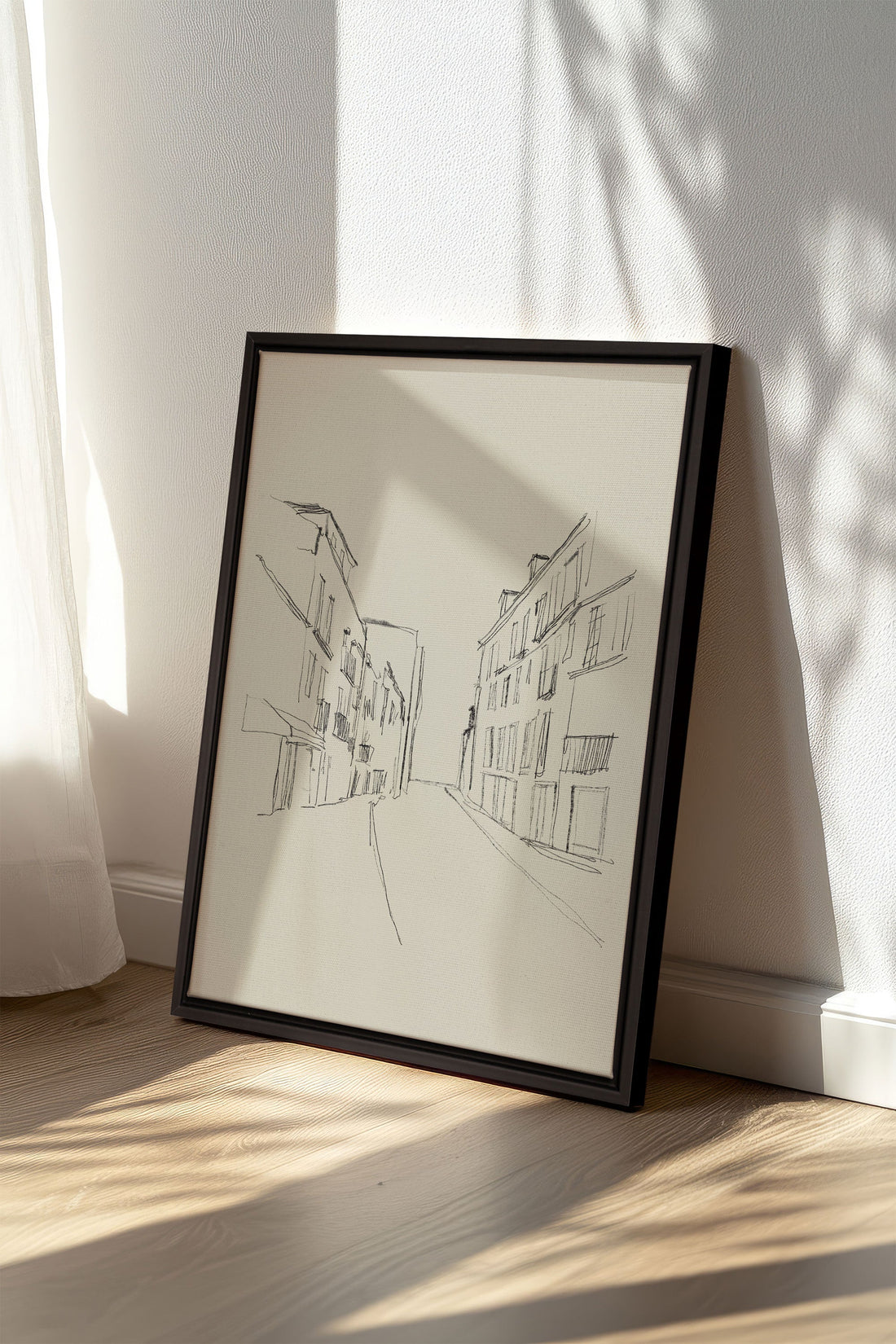 OLEKA CANVAS - ESQUISSE URBAINE, Oeuvre sur toile étirée, encadré Noir