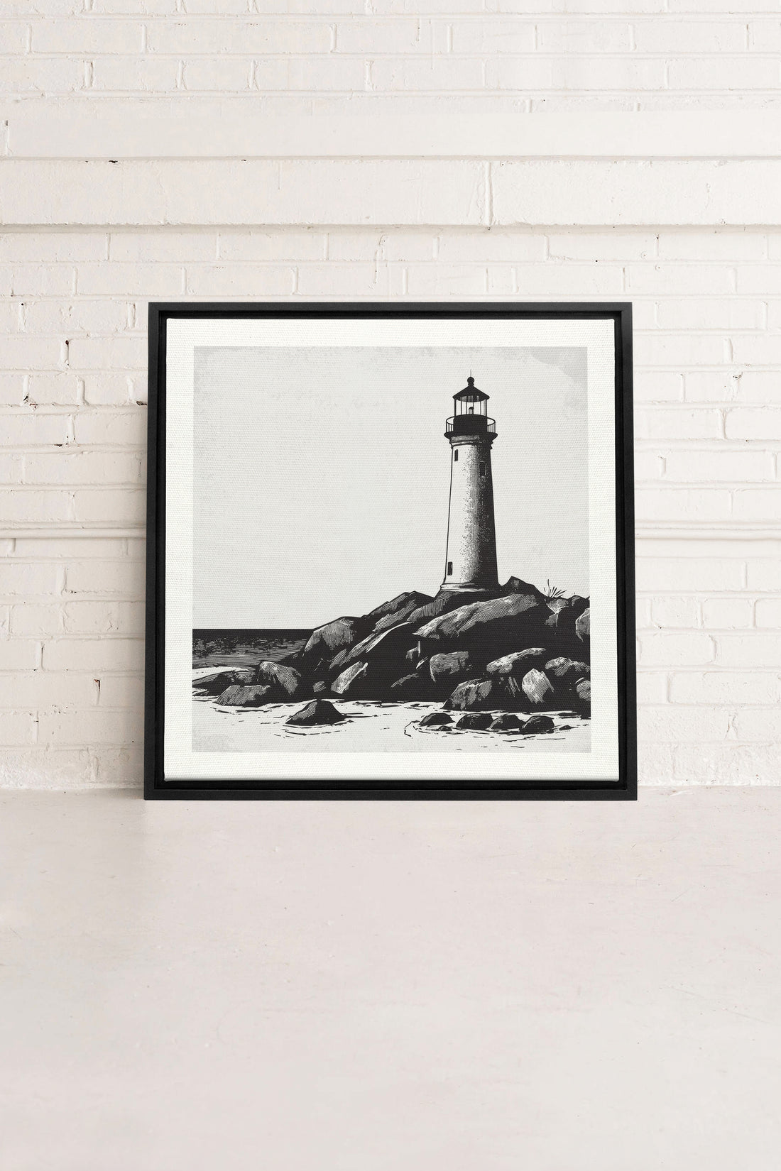 ROCKY SHORE LIGHT, Oeuvre sur toile étirée, encadré Noir