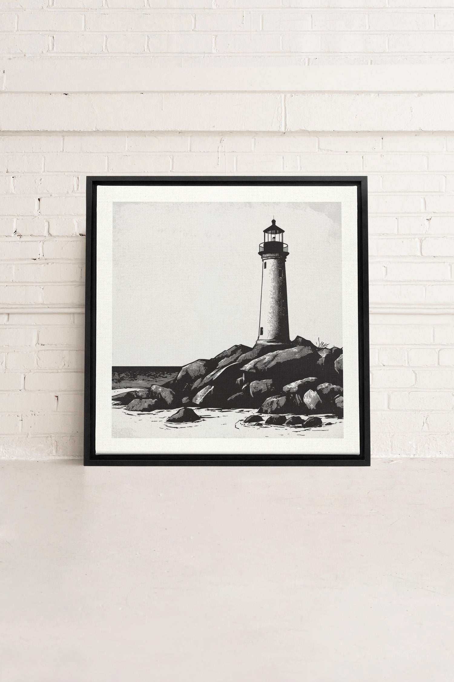 ROCKY SHORE LIGHT, Oeuvre sur toile étirée, encadré Noir