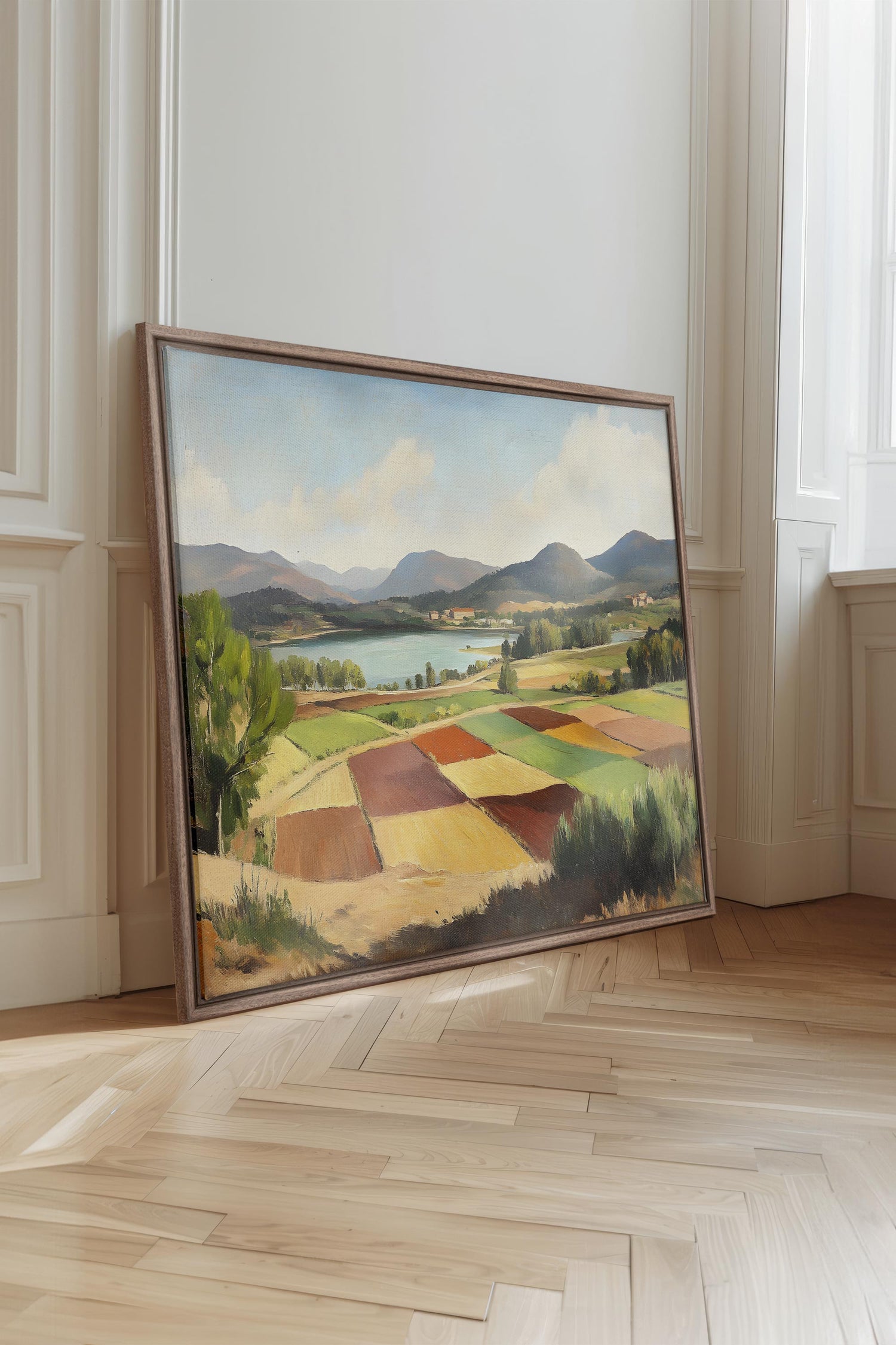 OLEKA CANVAS - RUSTIC PALETTE, Oeuvre sur toile étirée, encadré Brun Chêne