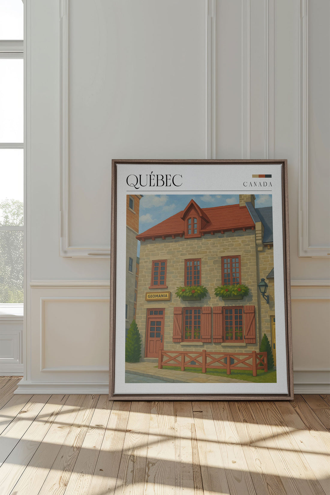 OLEKA CANVAS - QUÉBEC II, Oeuvre sur toile étirée, encadré Brun Chêne