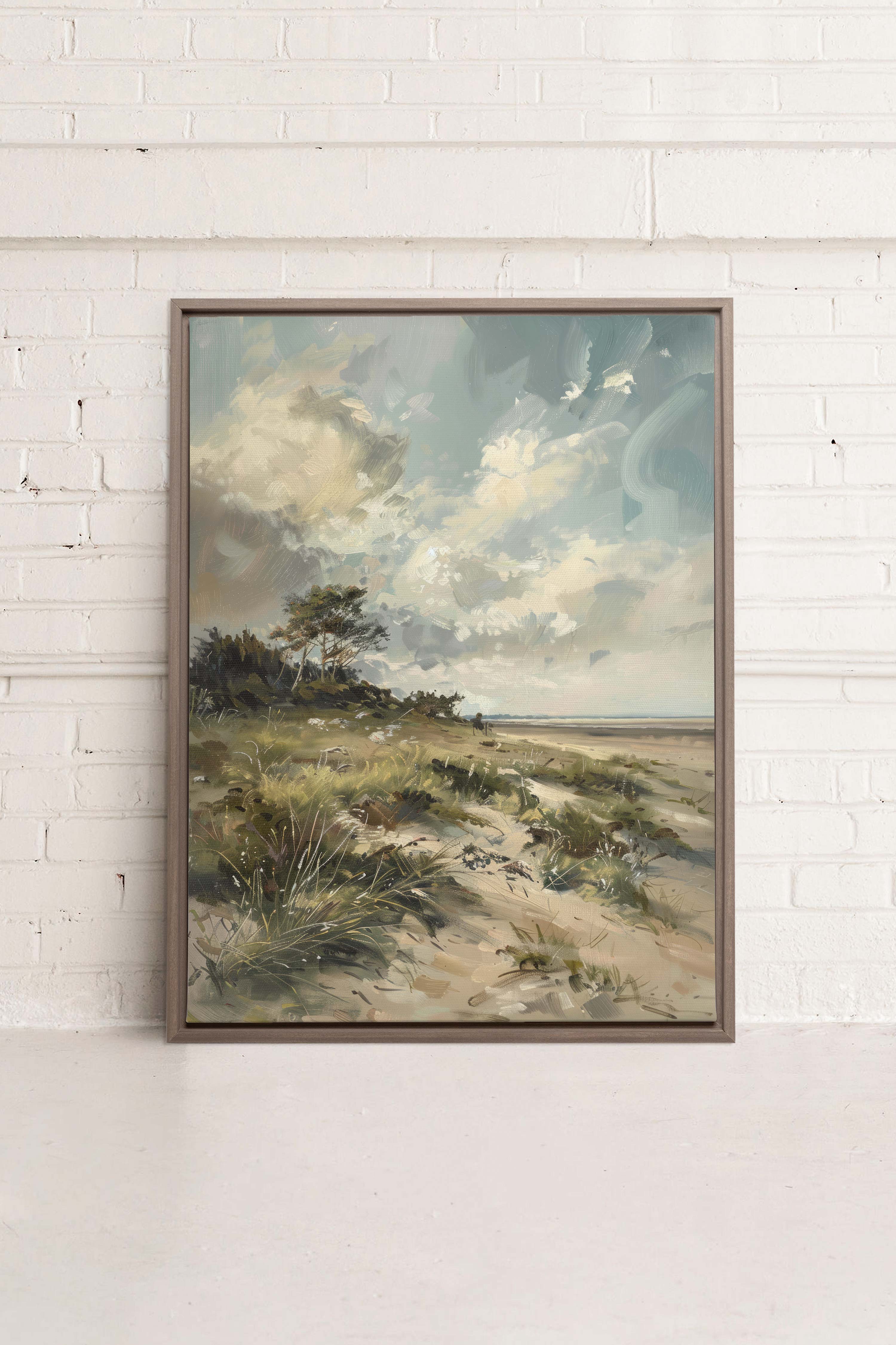 OLEKA CANVAS - LUSH LITTORAL, Oeuvre sur toile étirée, encadré Brun Chêne