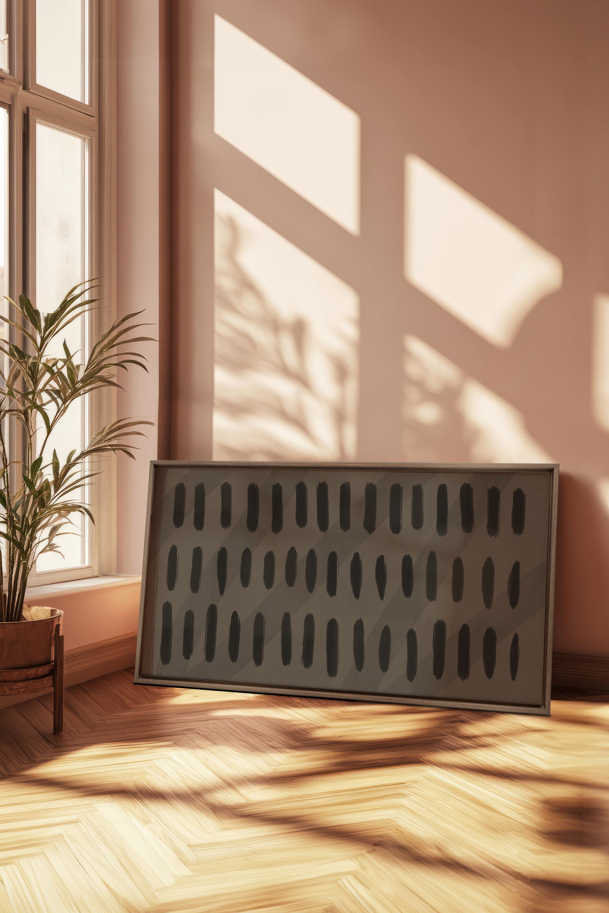 OLEKA CANVAS - SILENT BEATS, Oeuvre sur toile étirée, encadré Brun Chêne