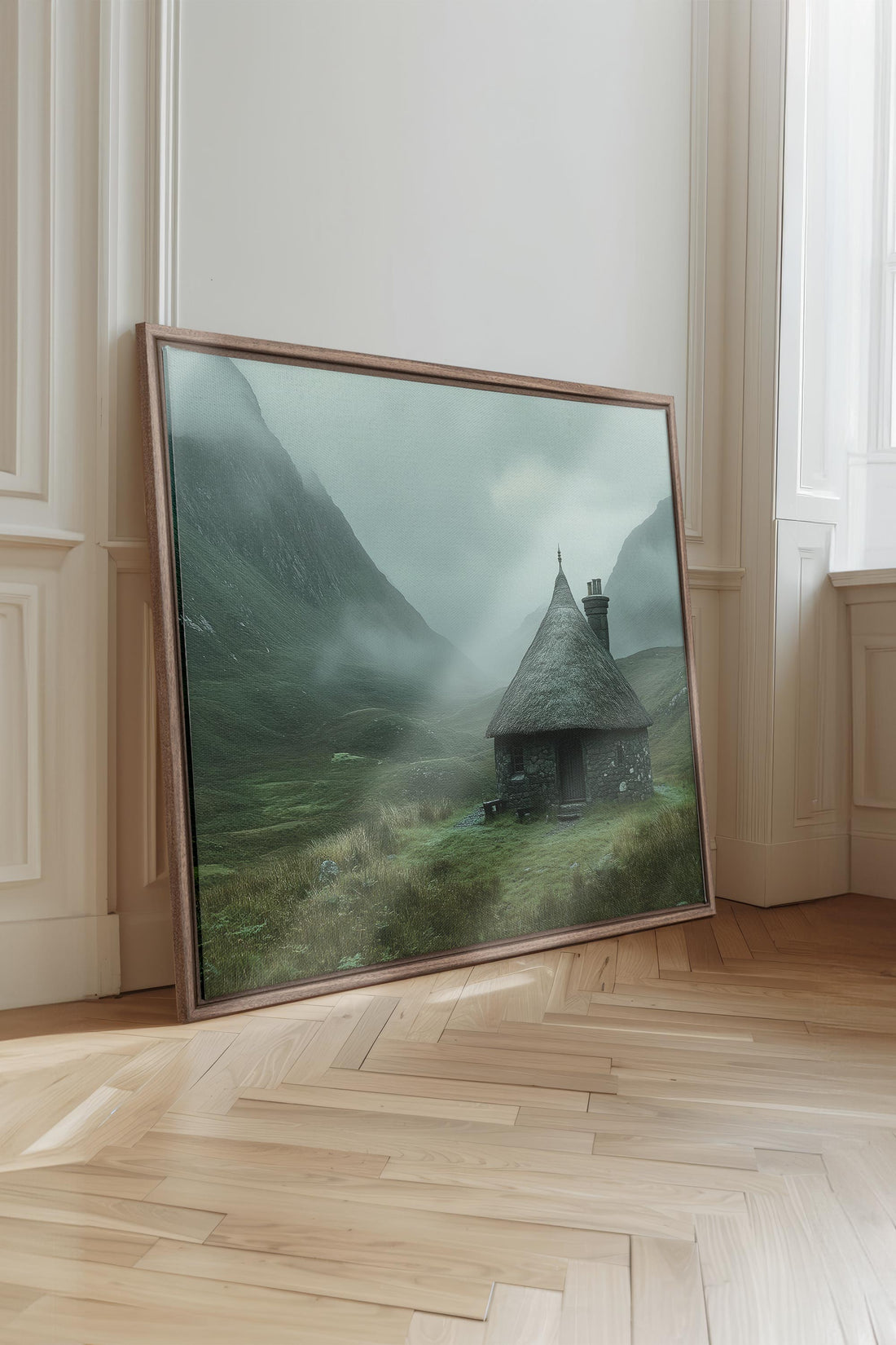 OLEKA CANVAS - REFUGE DU GARDIEN, Oeuvre sur toile étirée, encadré Brun Chêne