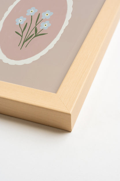 FLEURS TENDRES, Artwork on rigid canvas, framed in Natural Light