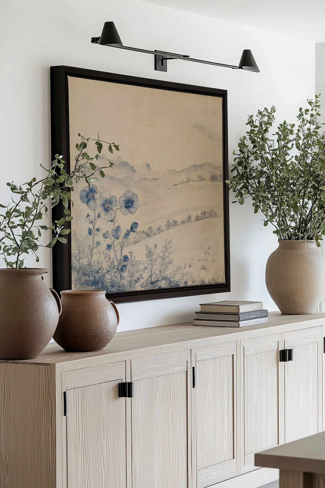 OLEKA CANVAS - FLORAL HILLS, Oeuvre sur toile étirée, encadré Noir