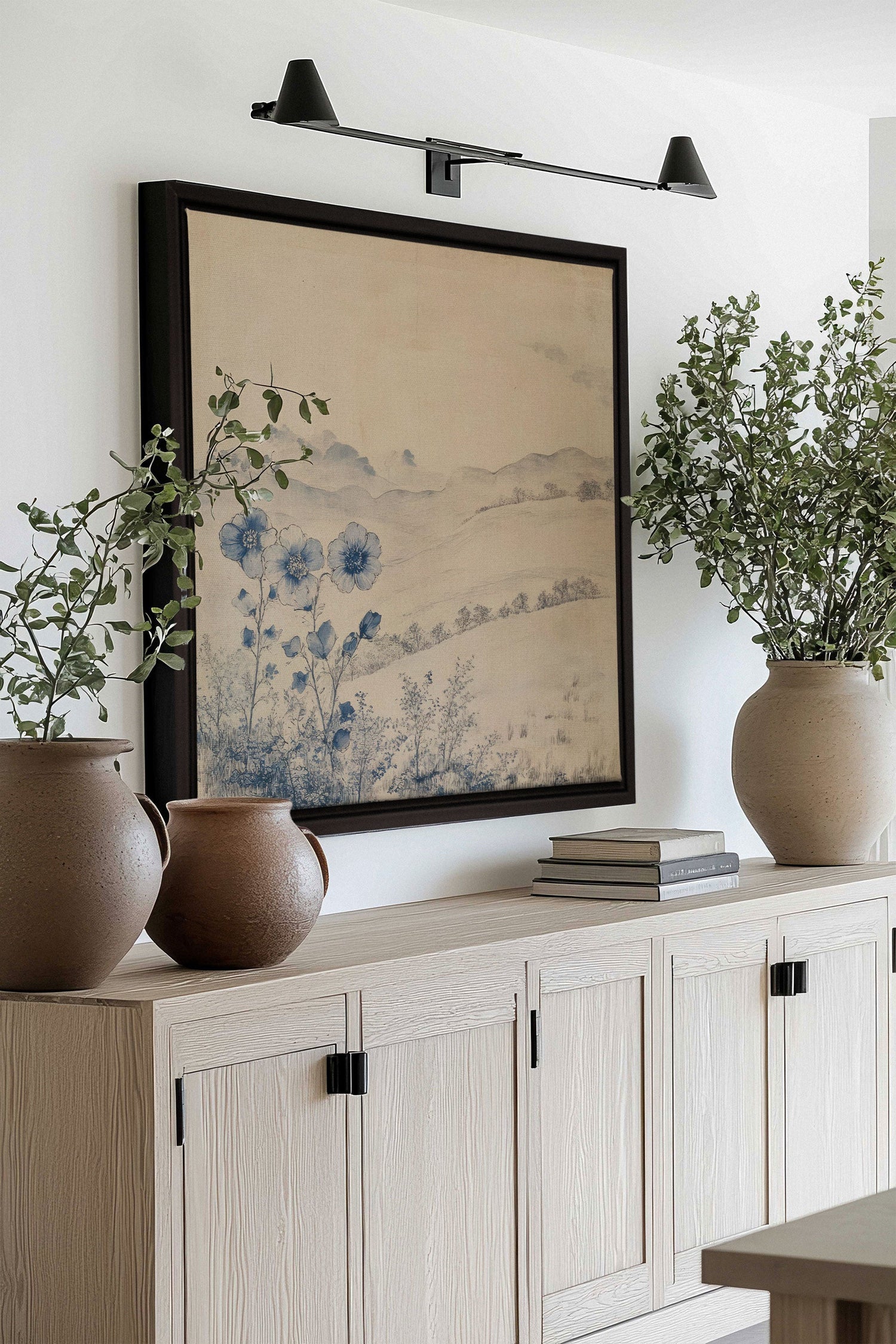 OLEKA CANVAS - FLORAL HILLS, Oeuvre sur toile étirée, encadré Noir