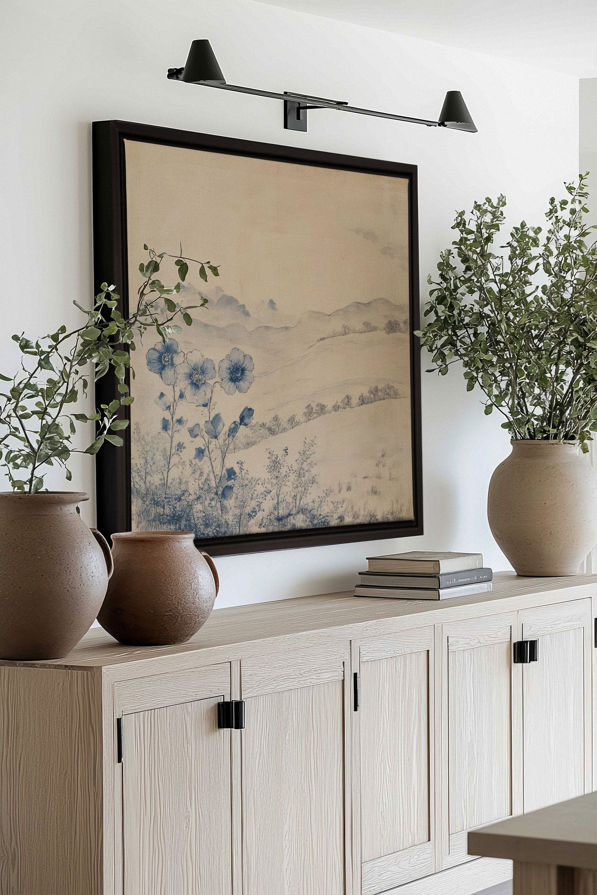 OLEKA CANVAS - FLORAL HILLS, Oeuvre sur toile étirée, encadré Noir