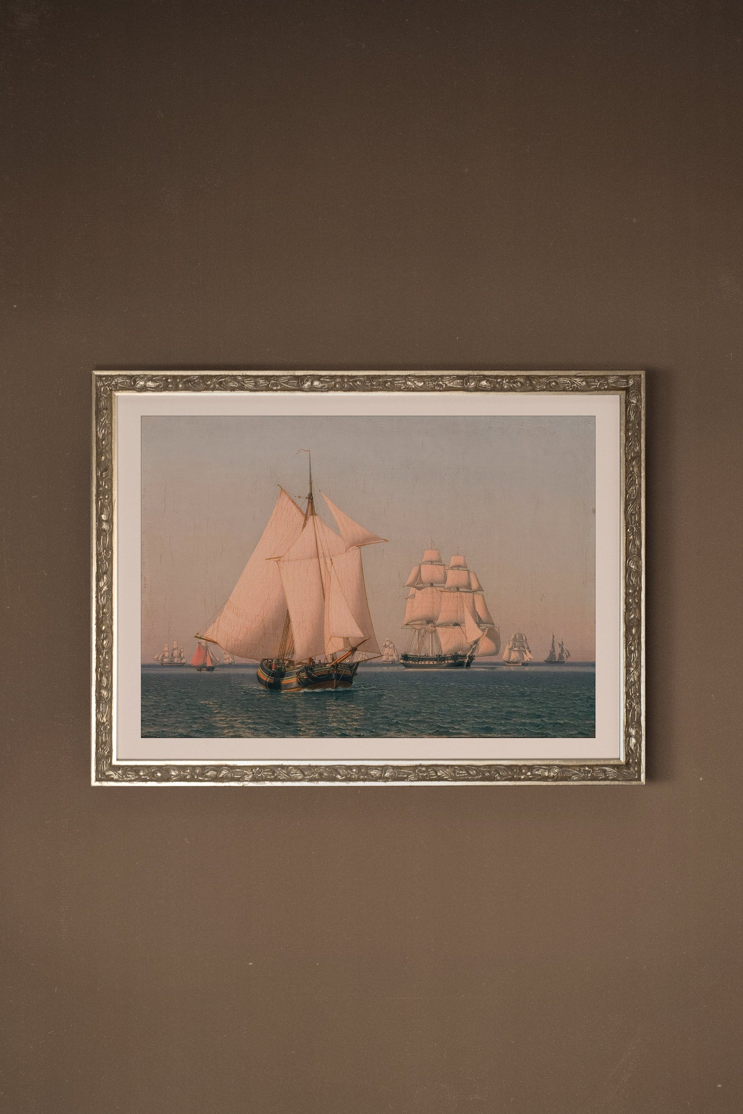 LA PROMESSE DES FLOTS, Oeuvre sur toile rigide, encadré Vintage Argent