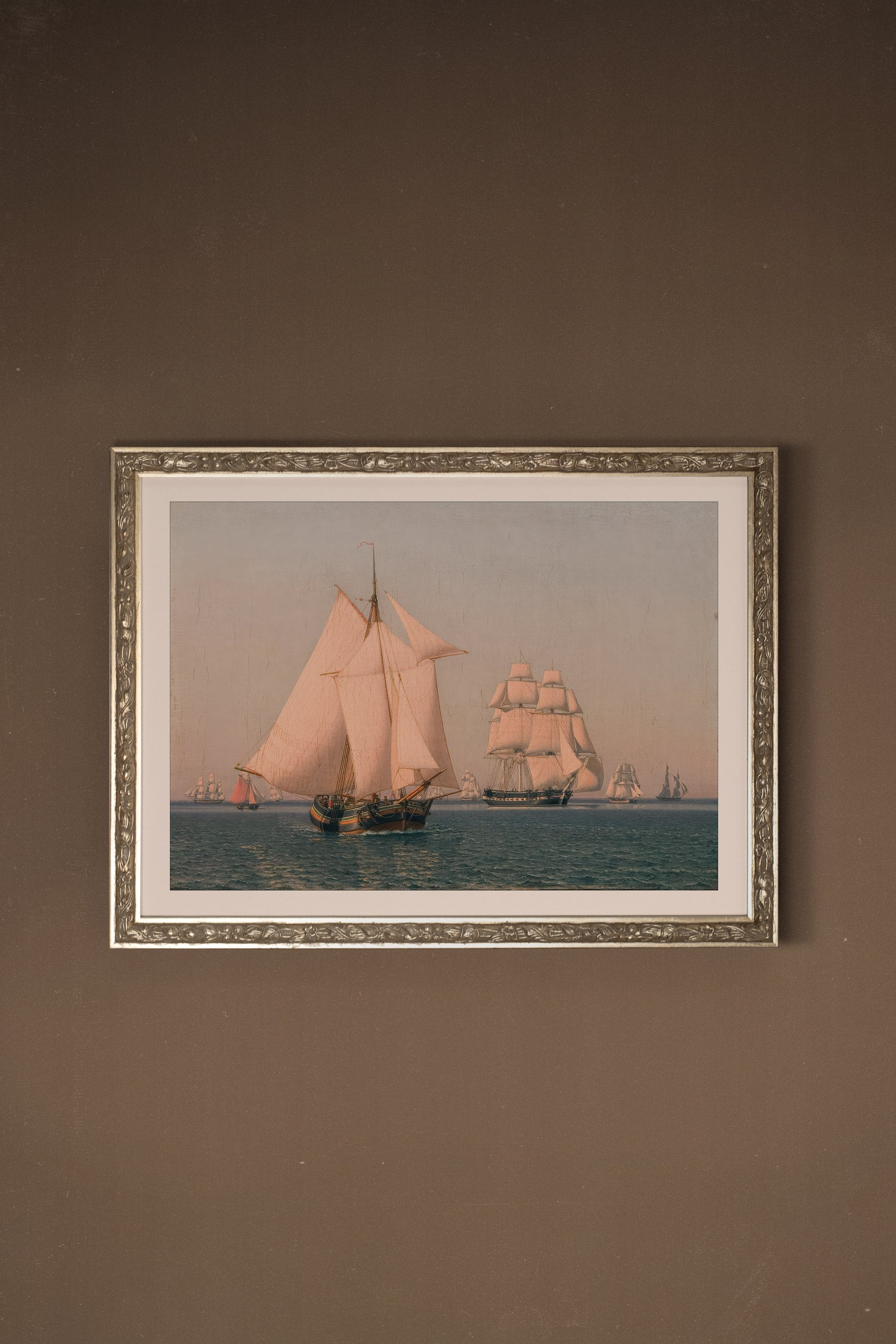 LA PROMESSE DES FLOTS, Oeuvre sur toile rigide, encadré Vintage Argent