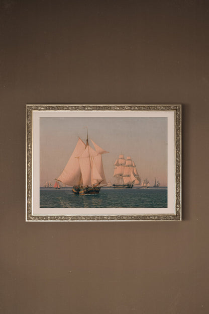 LA PROMESSE DES FLOTS, Oeuvre sur toile rigide, encadré Vintage Argent