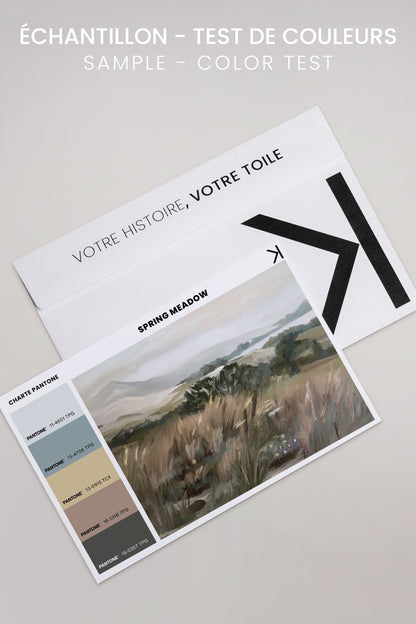 OLEKA CANVAS - SPRING MEADOW, Oeuvre sur toile étirée, encadré Brun Chêne