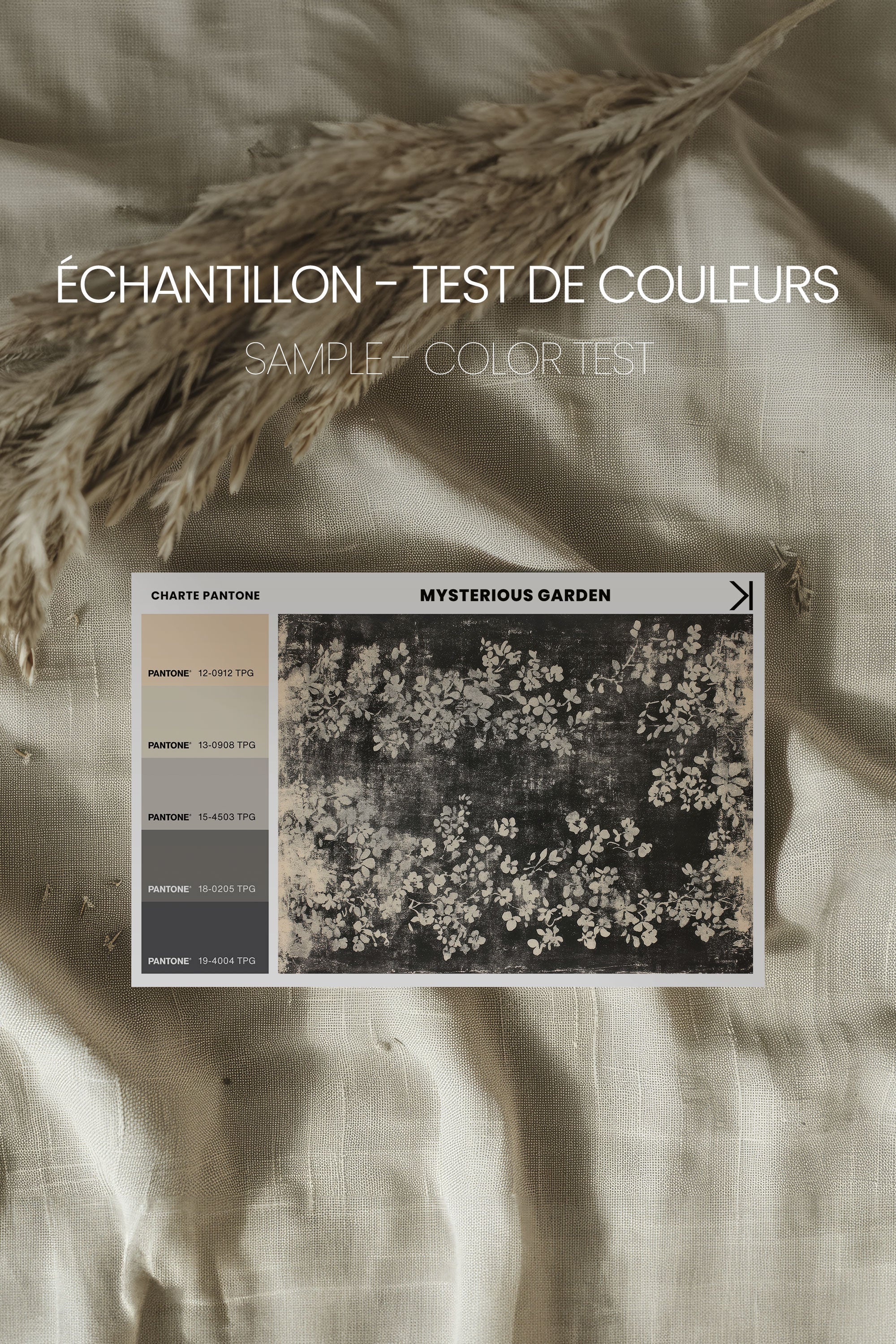 OLEKA CANVAS - MYSTERIOUS GARDEN, Oeuvre sur toile étirée, encadré Brun Chêne