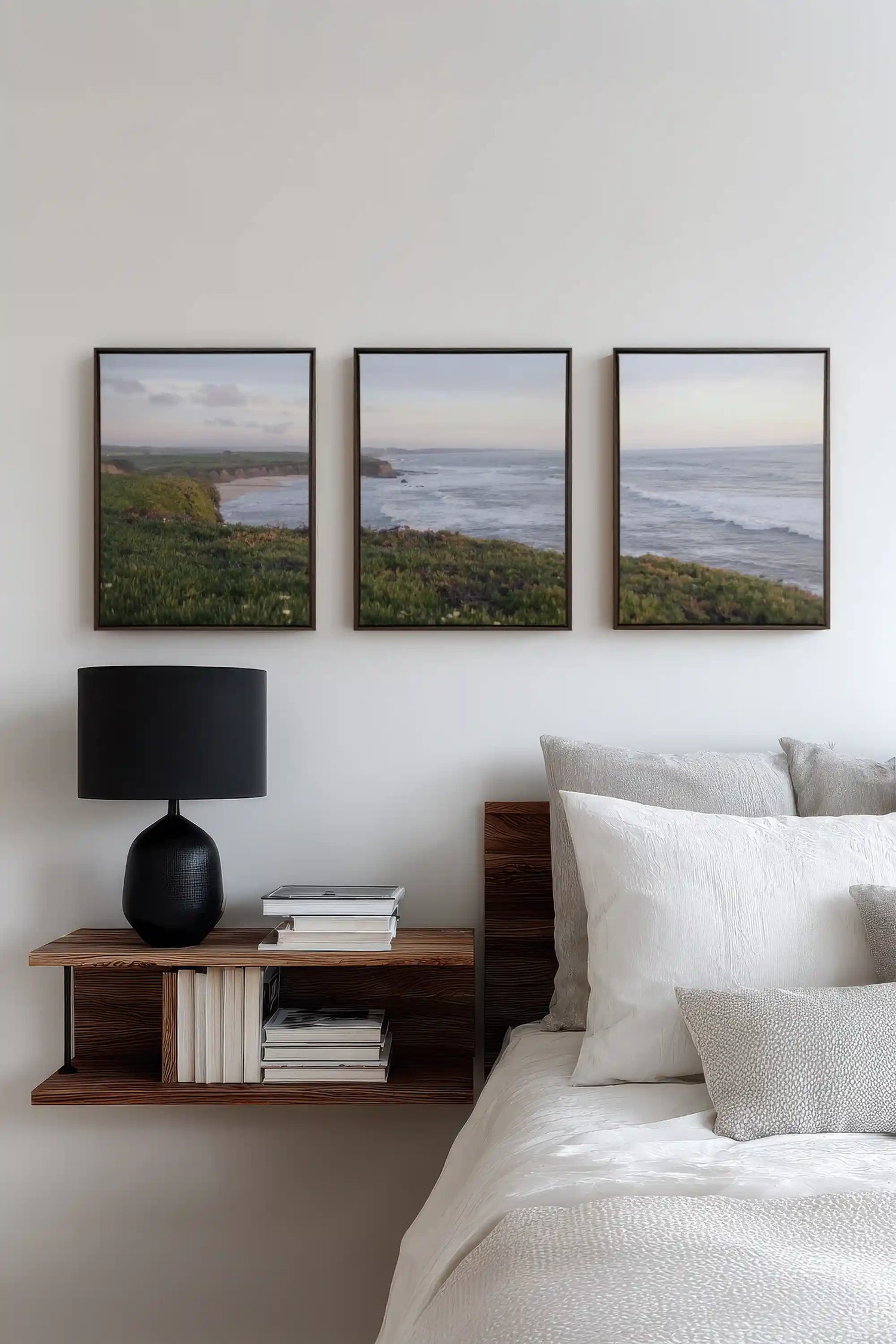 OCEANFOLD TRIO, 3 Oeuvres sur toile étirée, encadré Noir