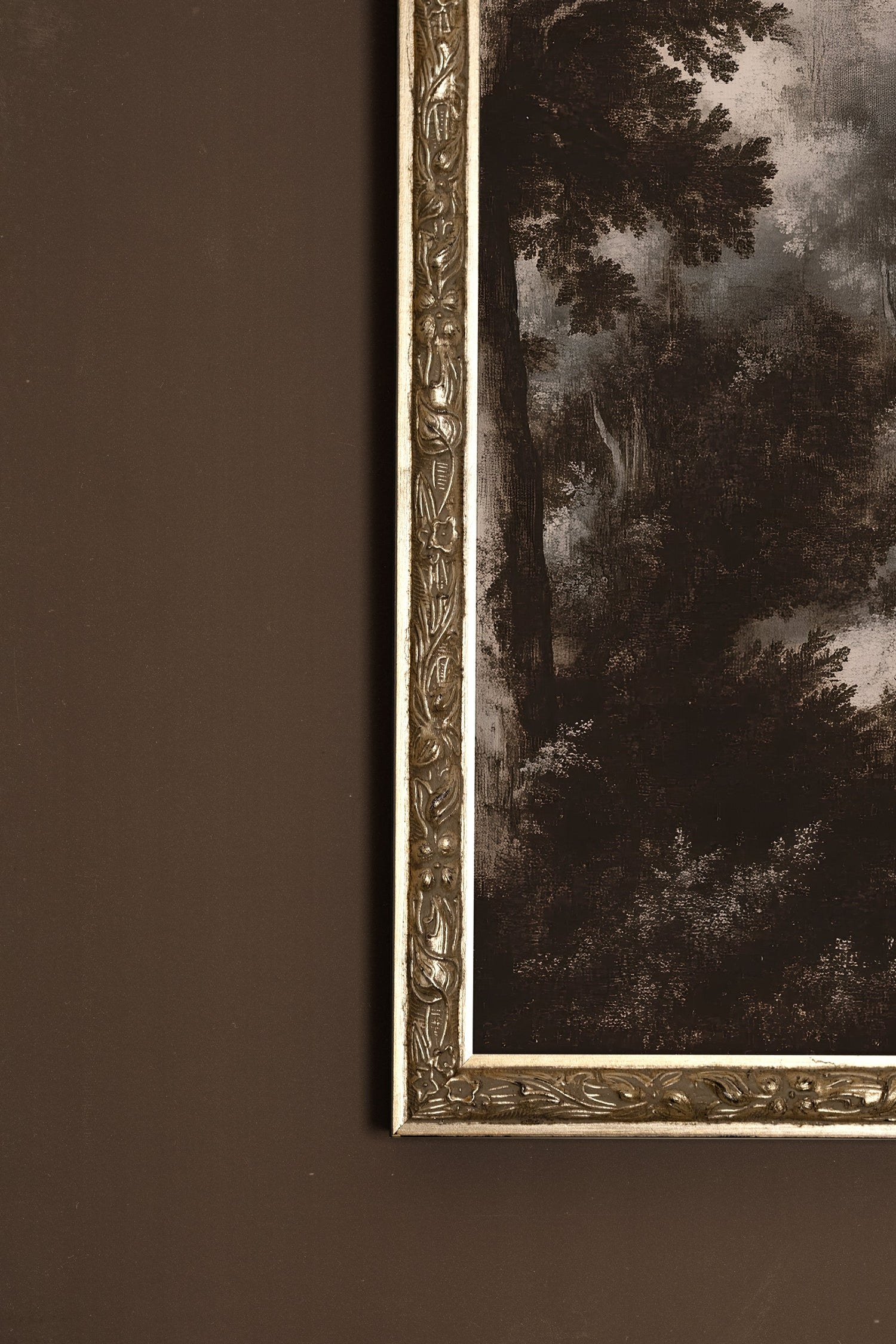 FORÊT OUBLIÉE, Artwork on rigid canvas, framed Vintage Silver