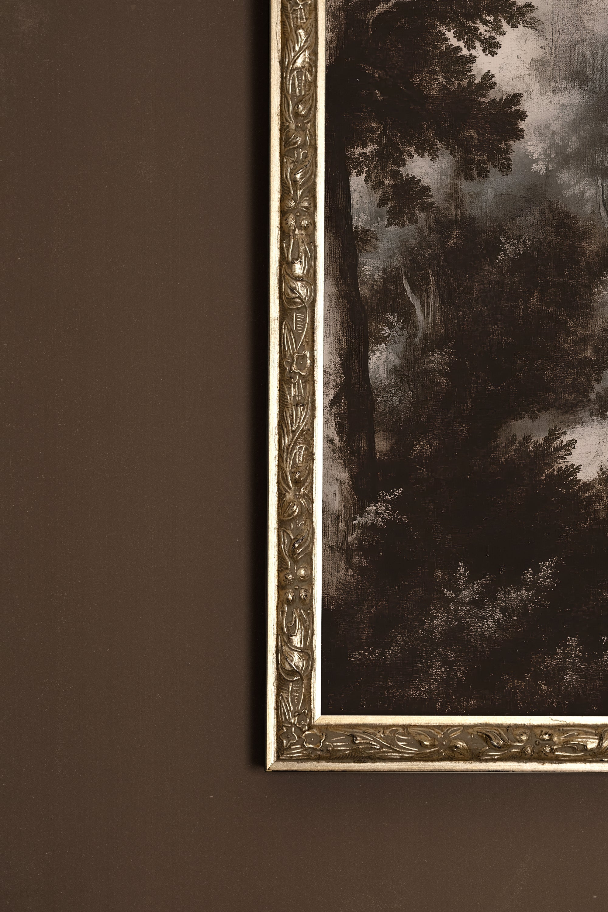 FORÊT OUBLIÉE, Artwork on rigid canvas, framed Vintage Silver