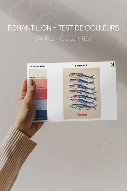 OLEKA CANVAS - SARDINES, Oeuvre sur toile étirée, encadré Naturel Clair