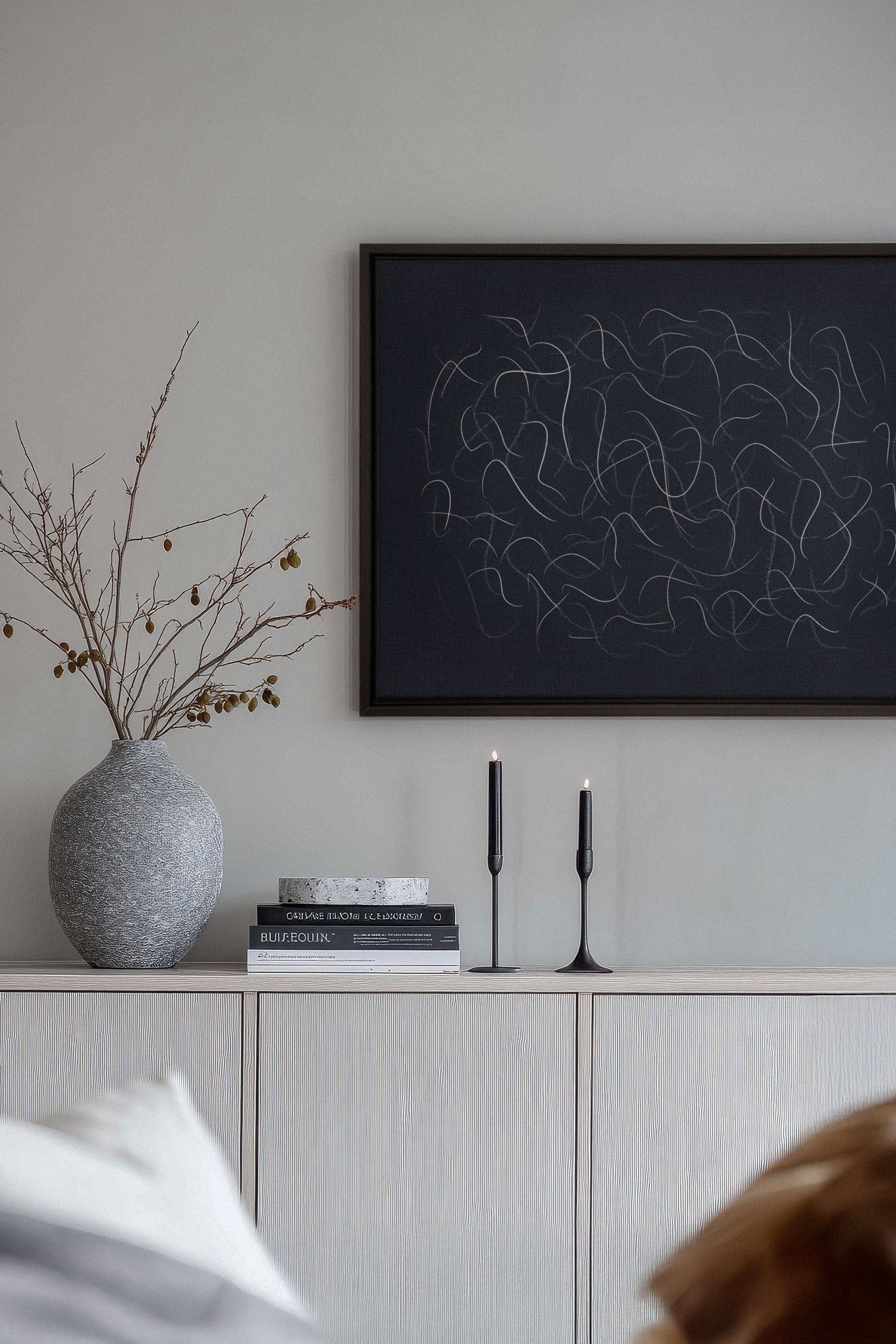 OLEKA CANVAS - Shadow, Oeuvre sur toile étirée, encadré Noir