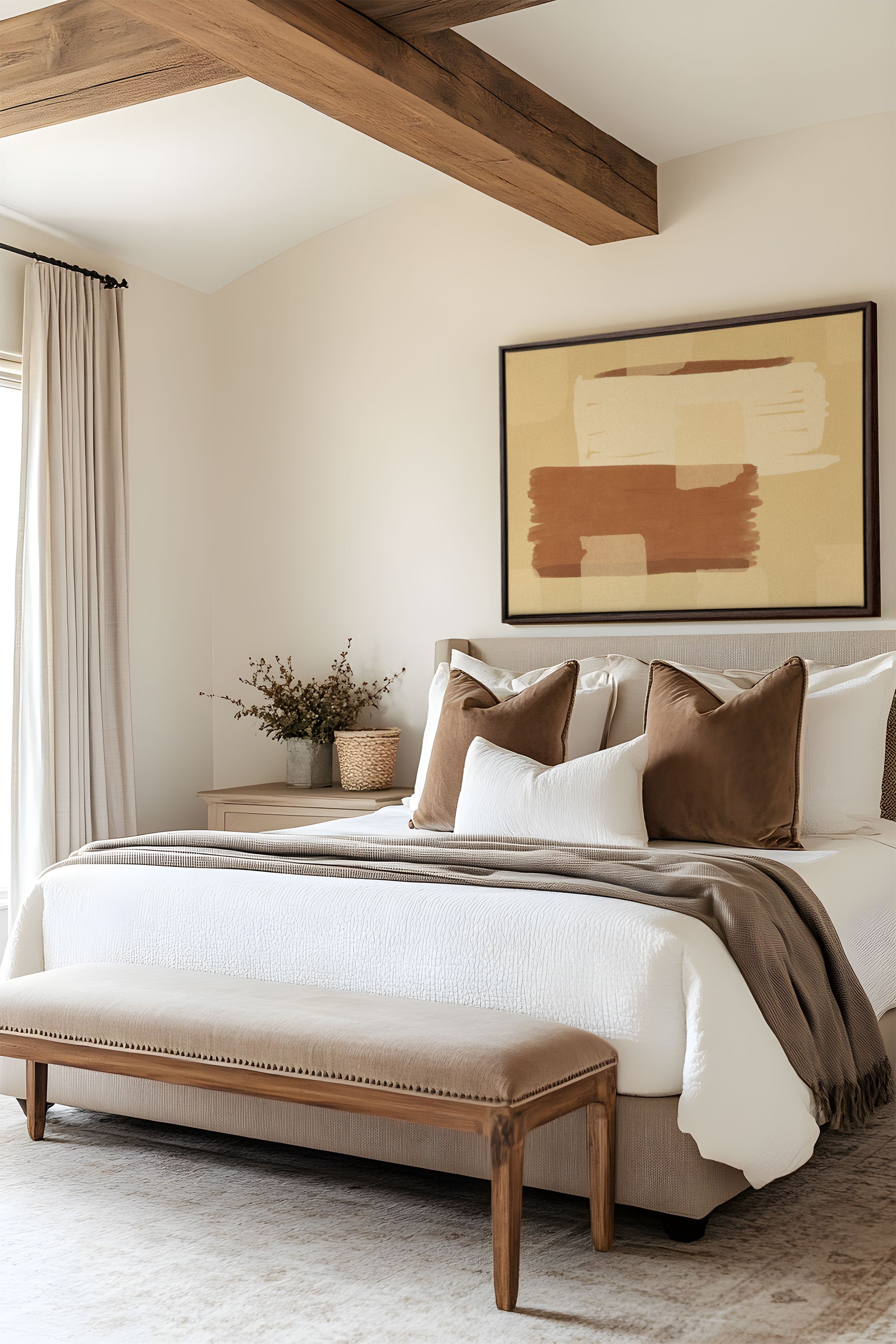 OLEKA CANVAS - TOILE DU DÉSERT, Oeuvre sur toile étirée, encadré Brun Noyer