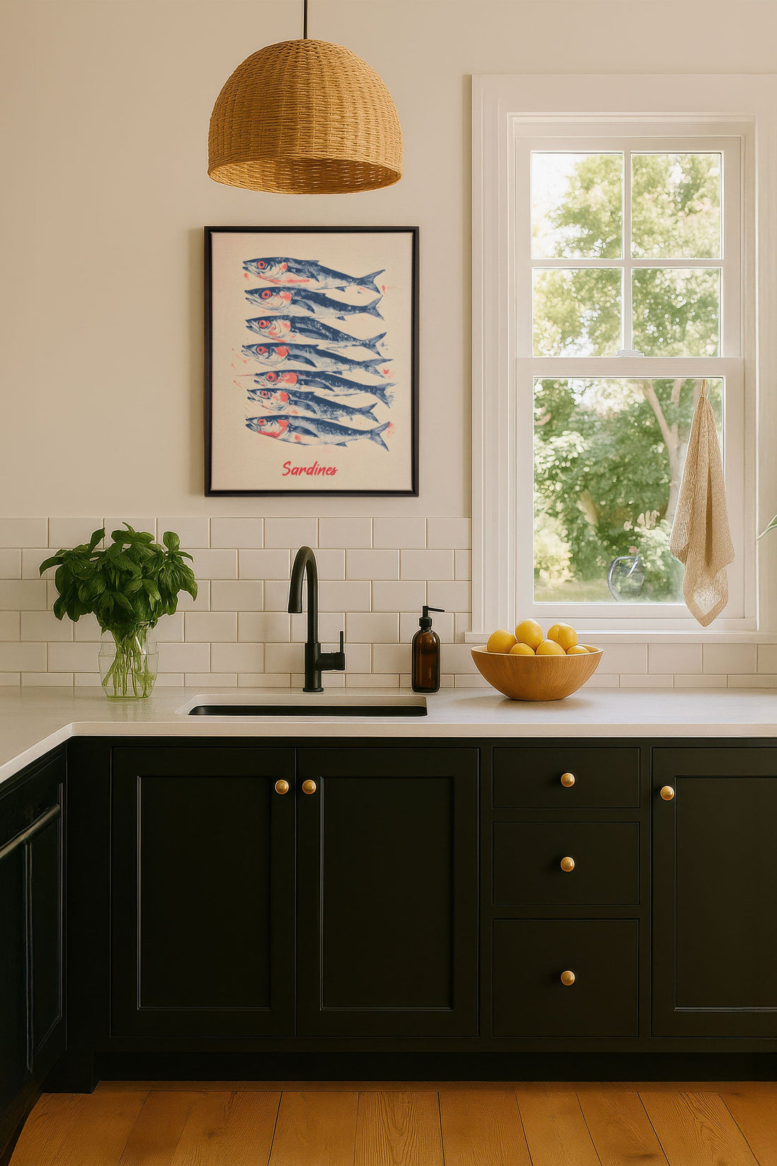 OLEKA CANVAS - SARDINES, Oeuvre sur toile étirée, encadré Noir