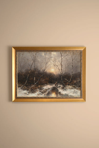 ROYAUME DU GIVRE, Artwork on canvas, framed Vintage Gold