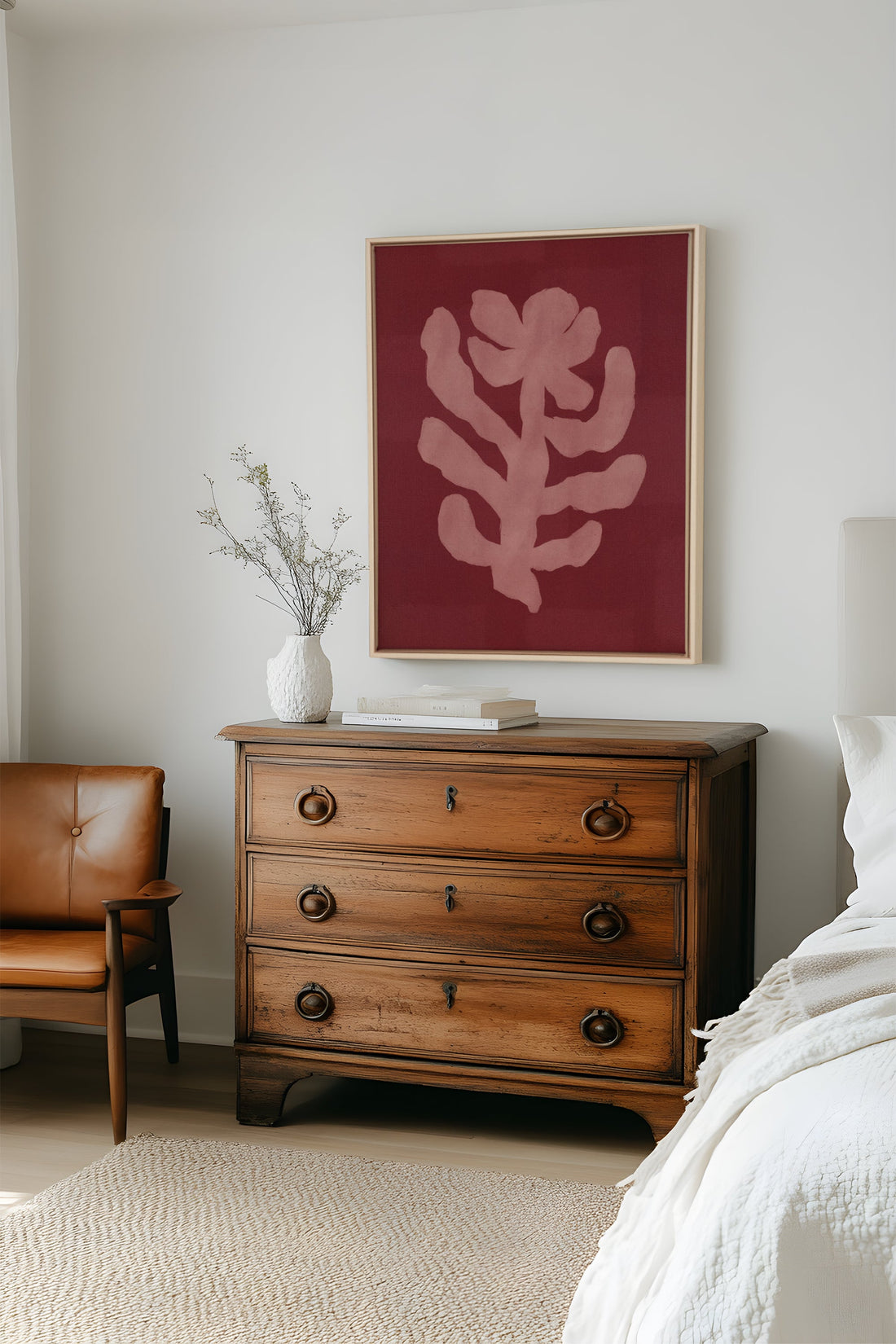 OLEKA CANVAS - RED CHERRY, Oeuvre sur toile étirée, encadré Naturel Clair