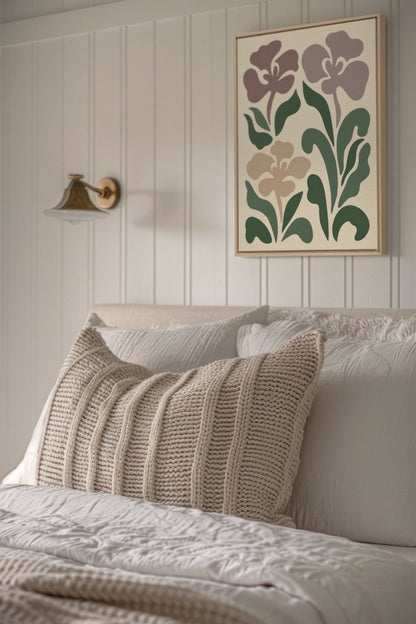 OLEKA CANVAS - BEIGE PETALS, Oeuvre sur toile étirée, encadré Naturel Clair