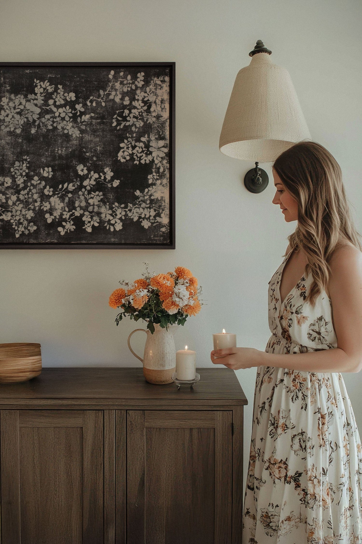 OLEKA CANVAS - MYSTERIOUS GARDEN, Oeuvre sur toile étirée, encadré Noir