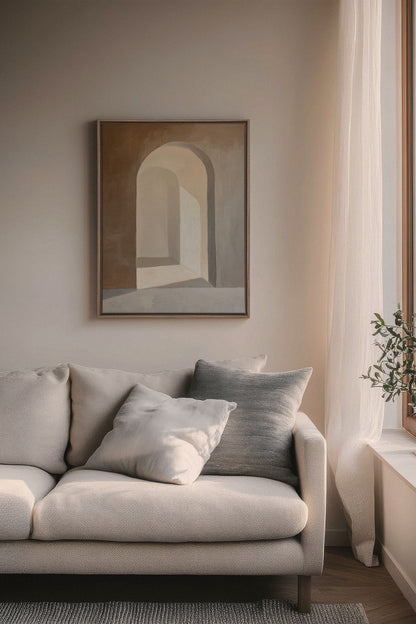 OLEKA CANVAS - GOLDEN ARCH, Oeuvre sur toile étirée, encadré Brun Chêne