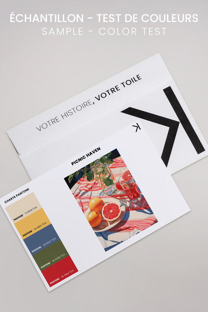 OLEKA CANVAS - PICNIC HAVEN, Oeuvre sur toile étirée, encadré Brun Chêne