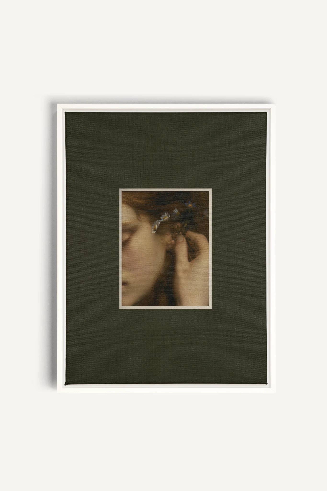 LE SECRET DES FLEURS, Artwork on stretched canvas, White frame