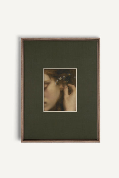 LE SECRET DES FLEURS, Artwork on stretched canvas, Oak Brown frame