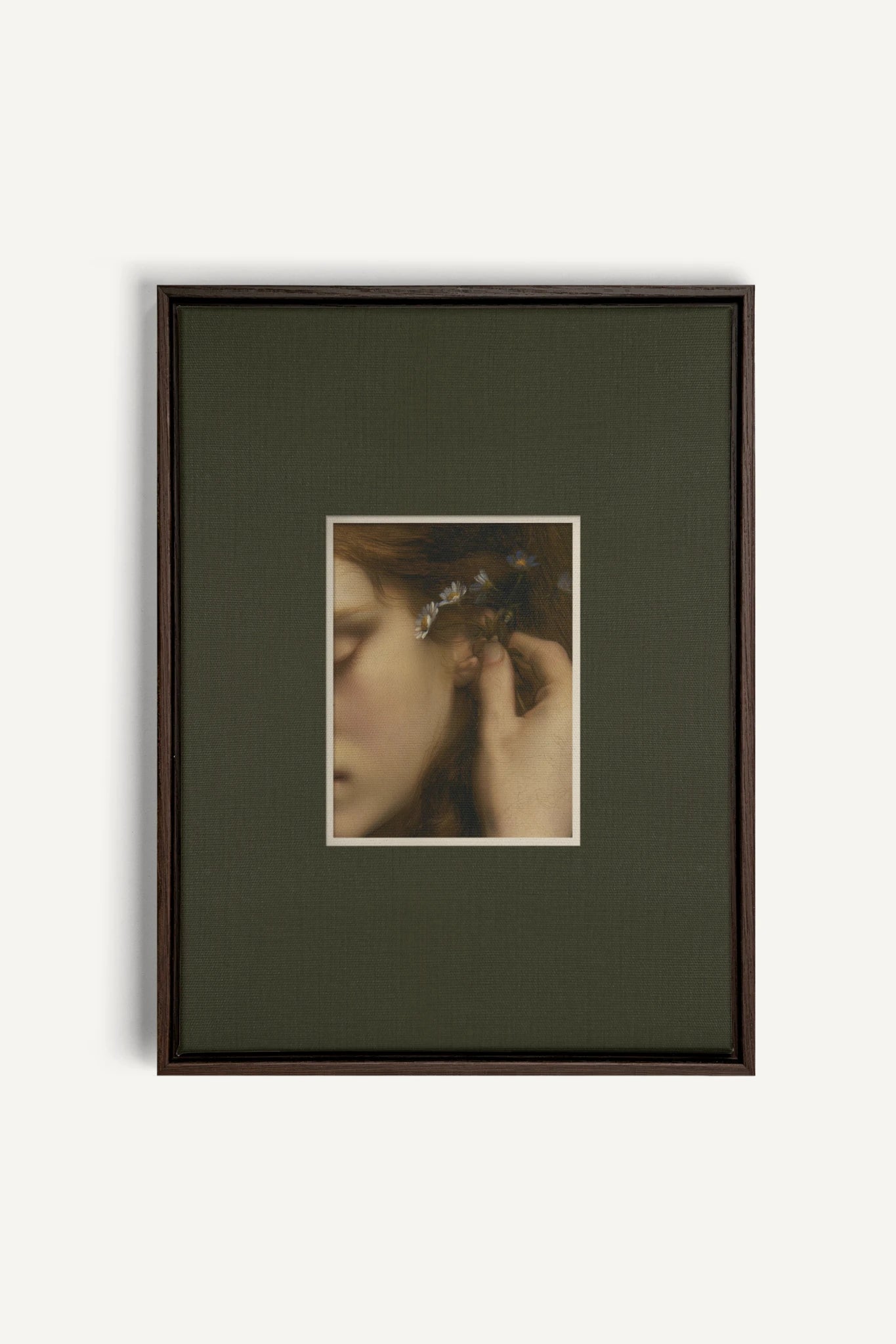 LE SECRET DES FLEURS, Artwork on stretched canvas, Walnut Brown frame