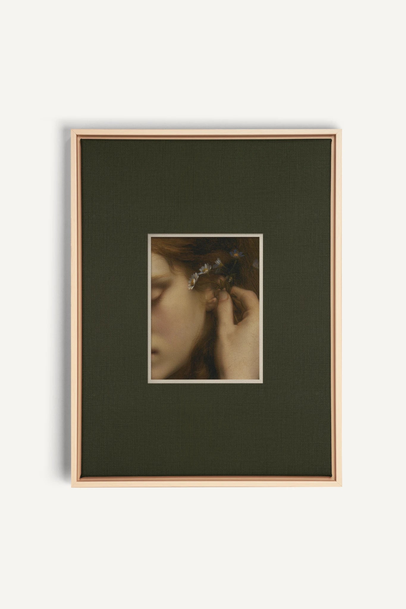 LE SECRET DES FLEURS, Artwork on stretched canvas, Light Natural frame
