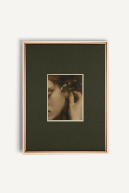 LE SECRET DES FLEURS, Artwork on stretched canvas, Light Natural frame