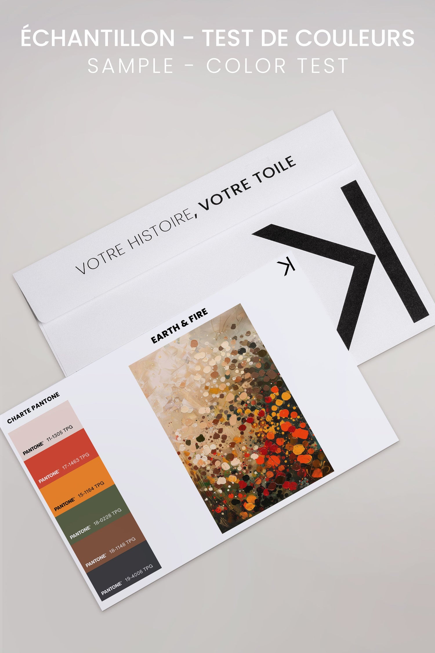 OLEKA CANVAS - EARTH &amp; FIRE, Oeuvre sur toile étirée, encadré Brun Noyer