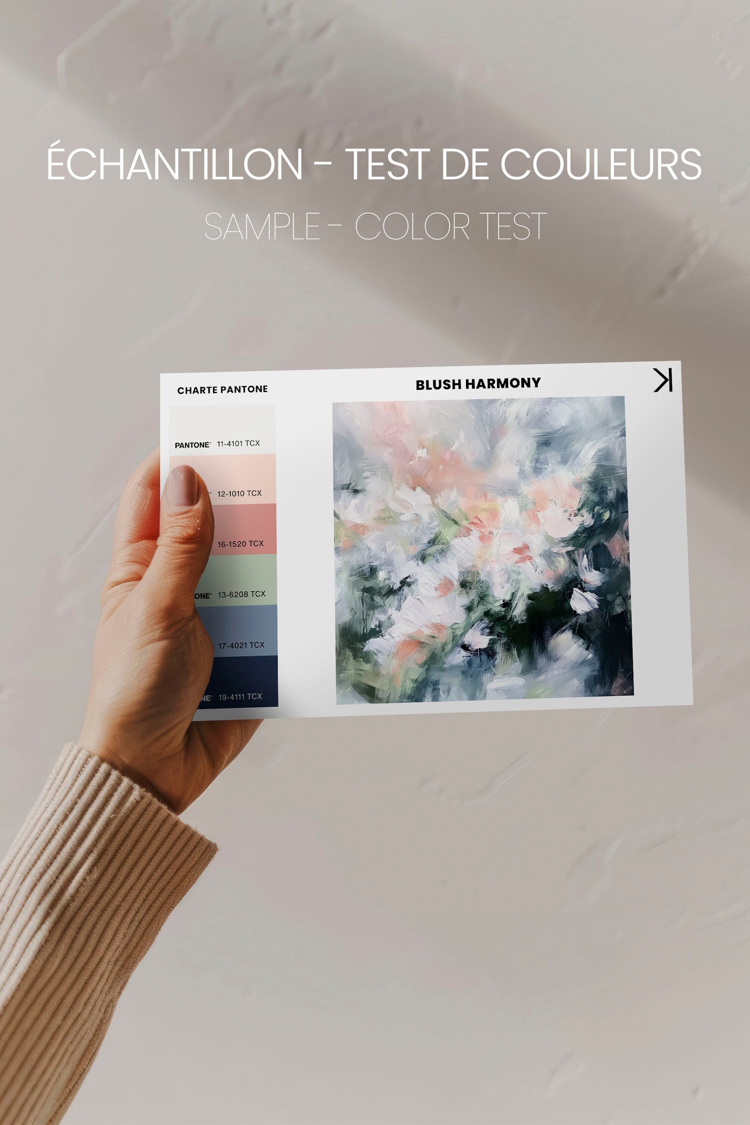 OLEKA CANVAS - BLUSH HARMONY, Oeuvre sur toile étirée, encadré Brun Noyer