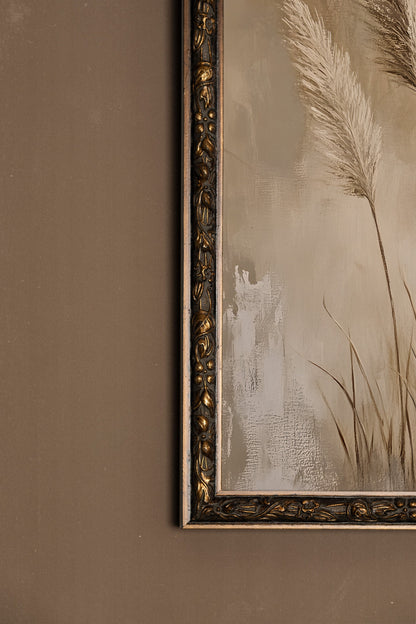 NUANCES DE LIN, Artwork on rigid canvas, framed in Vintage Bronze