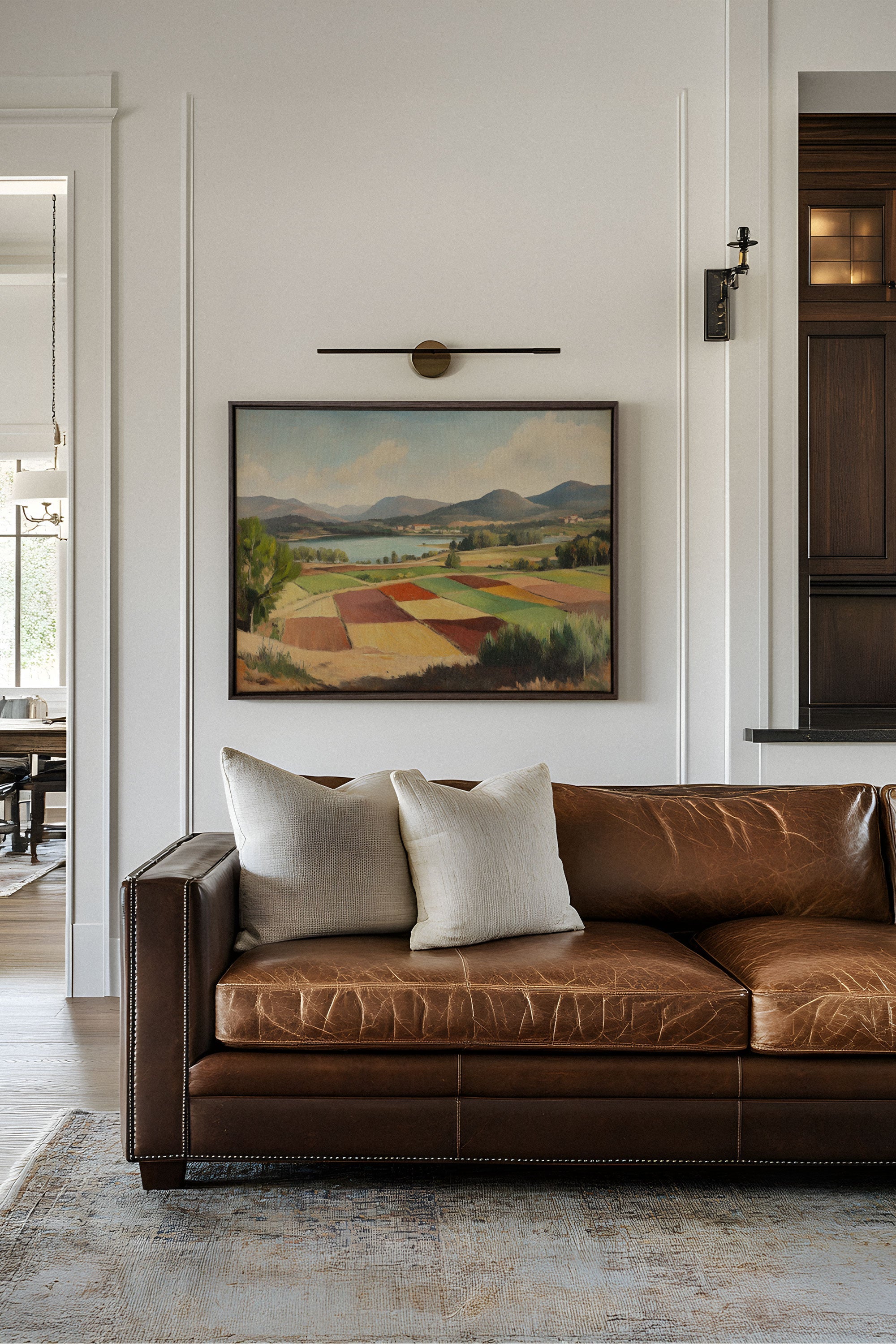 OLEKA CANVAS - RUSTIC PALETTE, Oeuvre sur toile étirée, encadré Brun Noyer