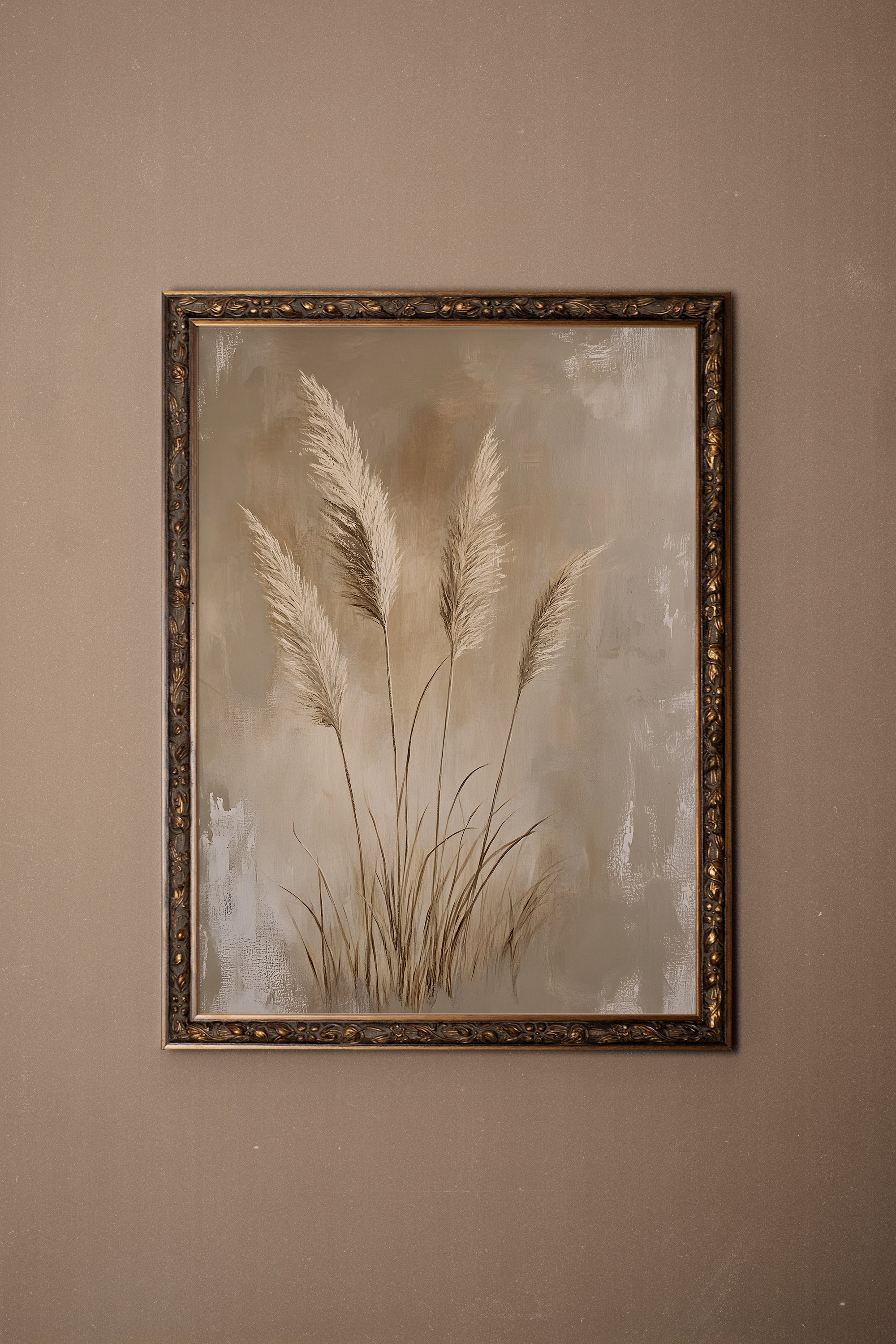 NUANCES DE LIN, Artwork on rigid canvas, framed in Vintage Bronze