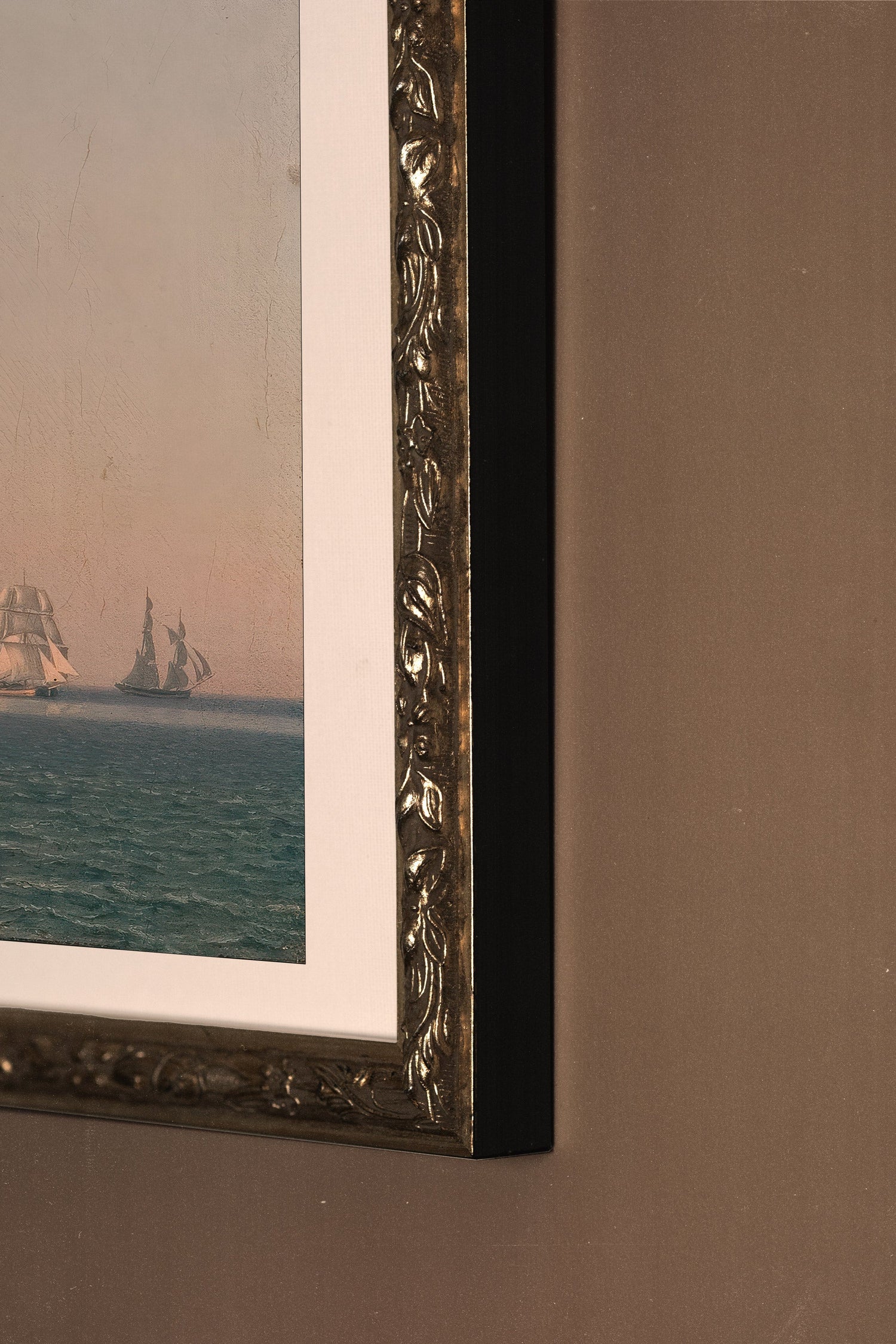 LA PROMESSE DES FLOTS, Oeuvre sur toile rigide, encadré Vintage Argent