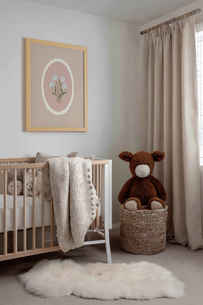 FLEURS TENDRES, Artwork on rigid canvas, framed in Natural Light