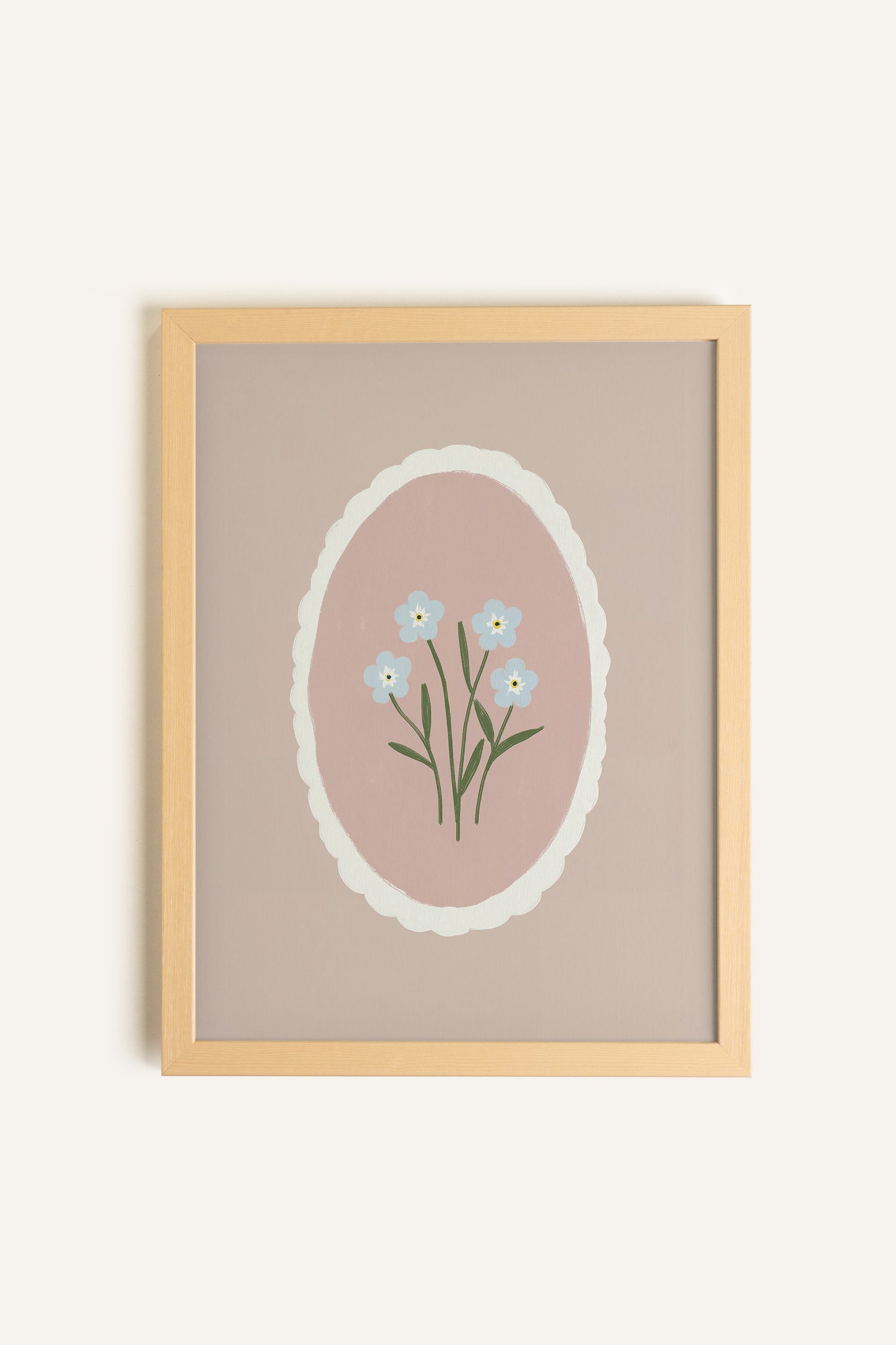 FLEURS TENDRES, Artwork on rigid canvas, framed in Natural Light