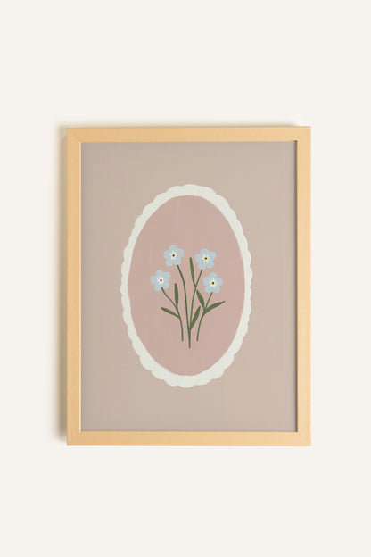 FLEURS TENDRES, Artwork on rigid canvas, framed in Natural Light