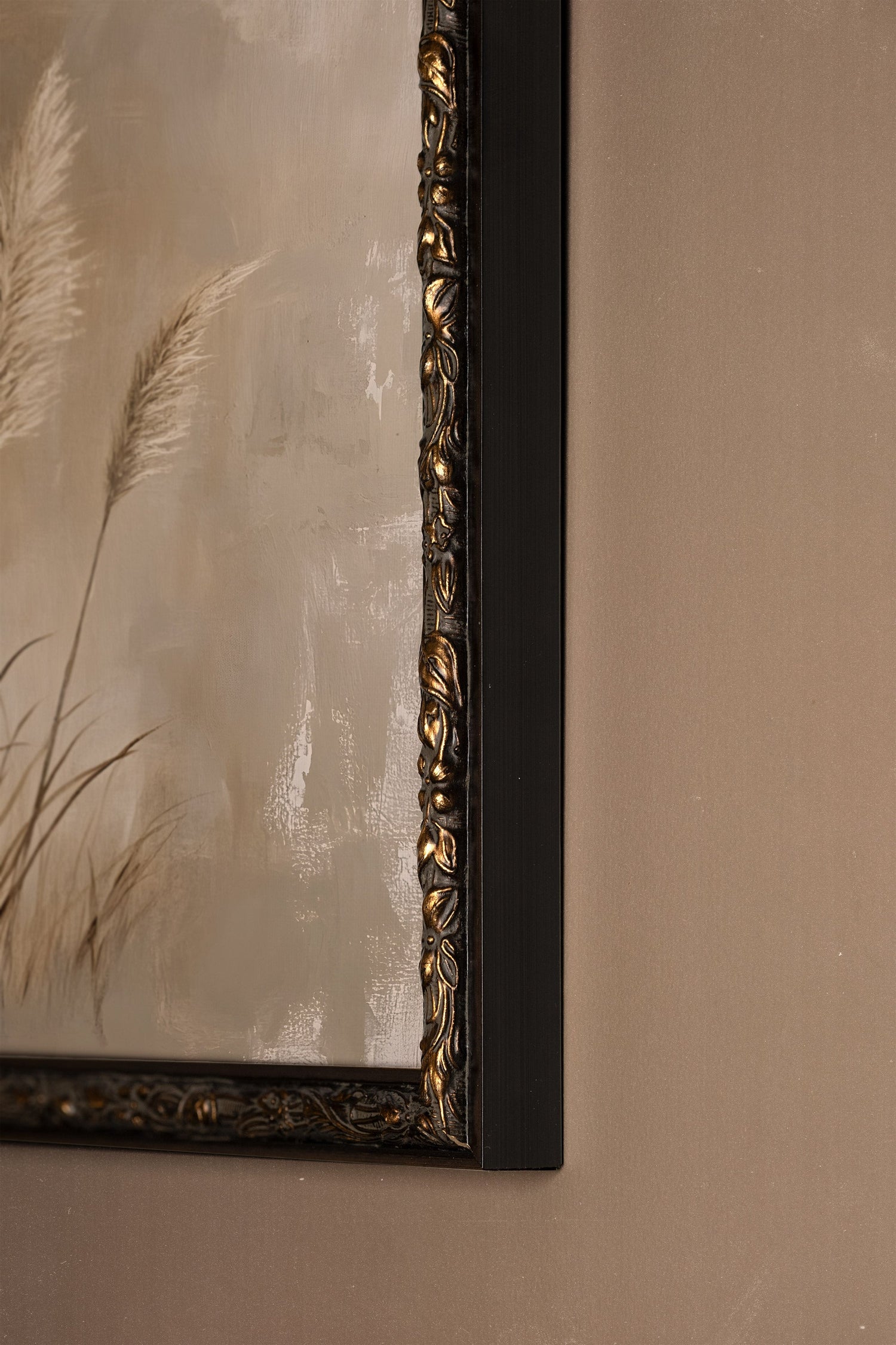 NUANCES DE LIN, Artwork on rigid canvas, framed in Vintage Bronze